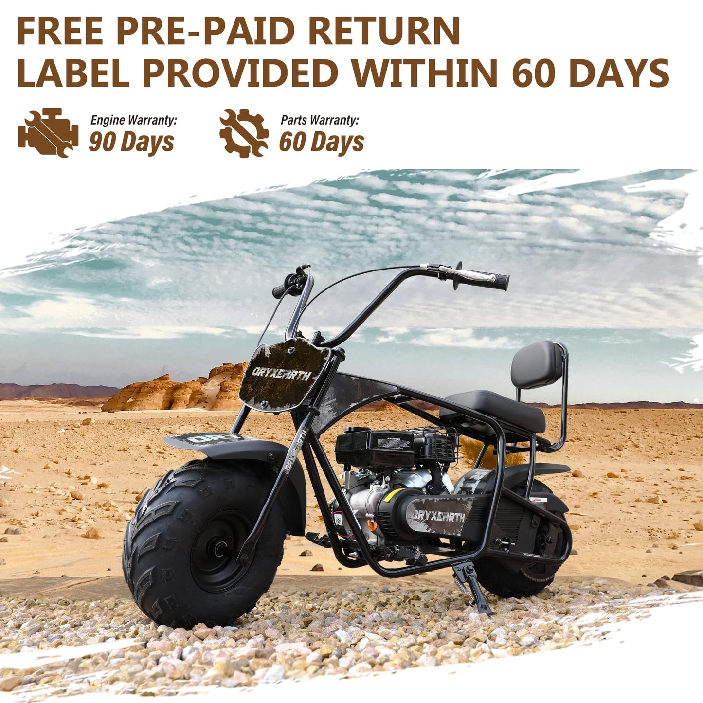Oryxearth 99CC 4-Stroke Mini Dirt Bike, Gas Powered Off Road Dirtbike W/EPA Approved for Kids, Speed Up 24 MPH, Weight Capacity 185 LBS