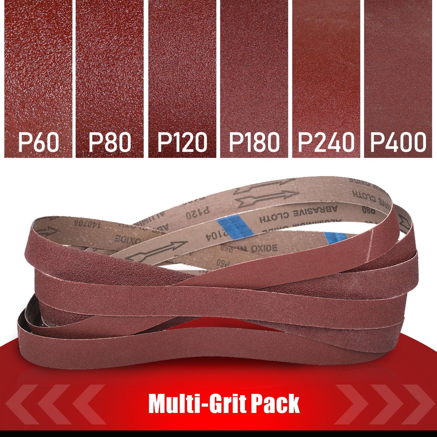 3×18 Inch Belt Sander Sanding Belt, 21 Pack Belt Sander Paper 40/60/80/120/180/240/400 Grits Assortment Aluminum Oxide Sanding Belts for Belt Sander Knife Sharpening Wood Metal Polishing