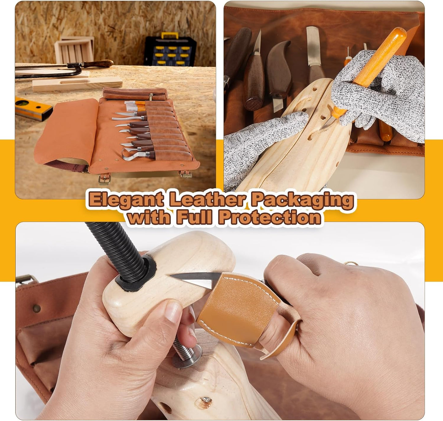 Premium Professional Wood Carving Kit - 28pcs wood carving Tools set whittling kit Ergonomic Walnut Handles, Razor-Sharp High-Carbon Steel Blades