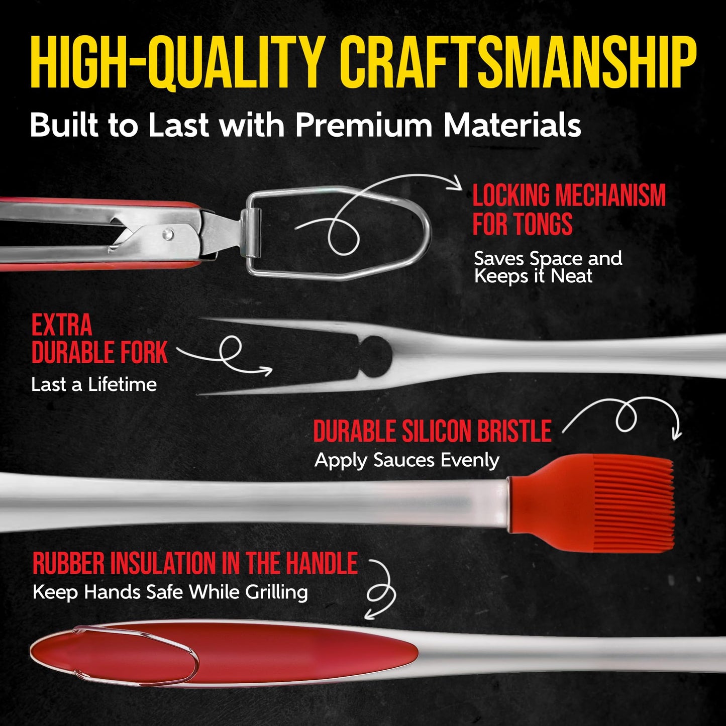 Kaluns Grilling Accessories, Dad Gifts for Fathers Day Grilling Gifts, Heavy Duty Stainless Steel BBQ Grill Tools Set for Outdoor Grill with Aluminum Case and Apron, Dad Birthday Gifts for Men Husband