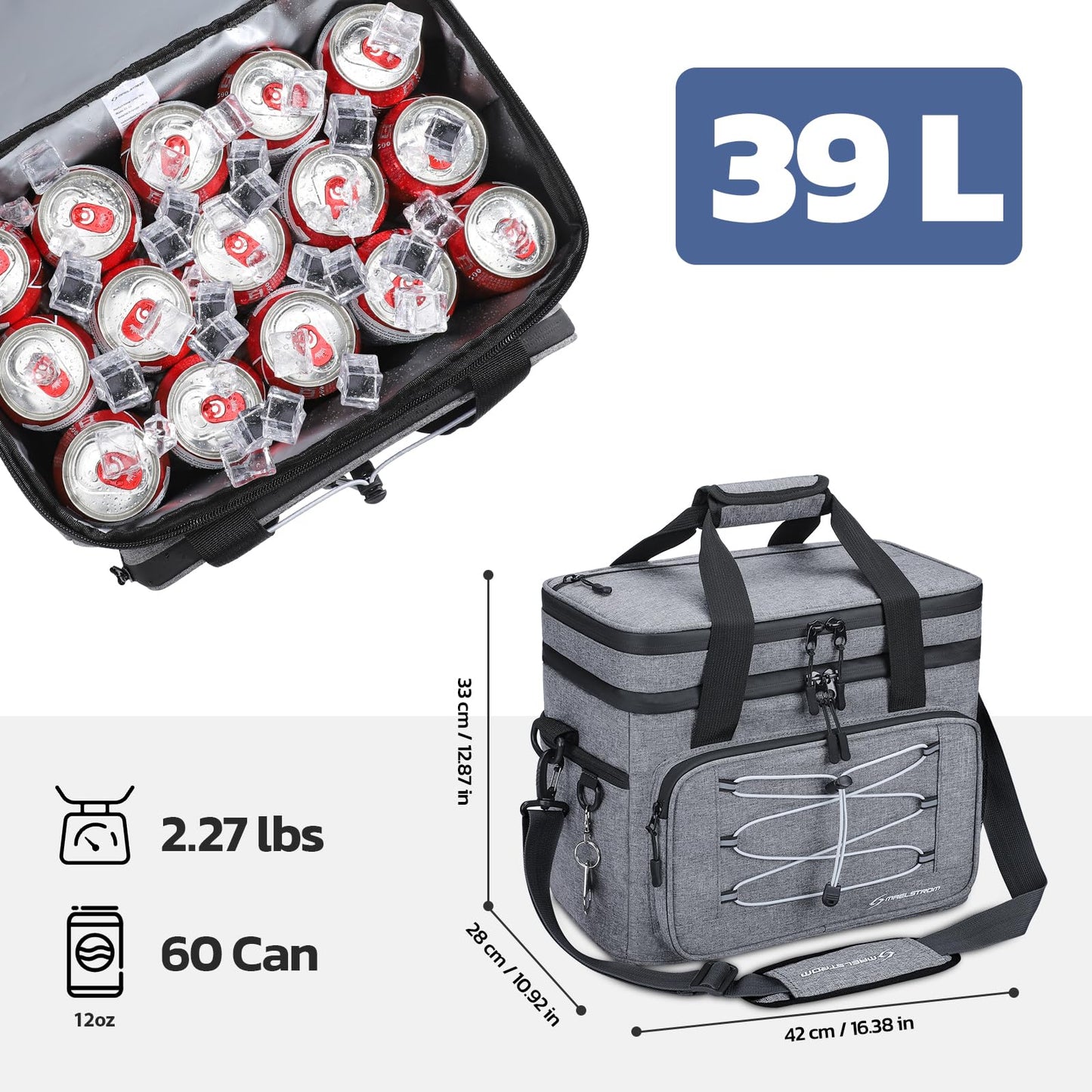 Maelstrom Soft Cooler Bag,Collapsible Soft Sided Cooler,24/30/60/75 Cans Beach Cooler,Ice Chest,Large Leakproof Camping Cooler,Portable Travel Cooler for Grocery Shopping,Camping,Road Trips