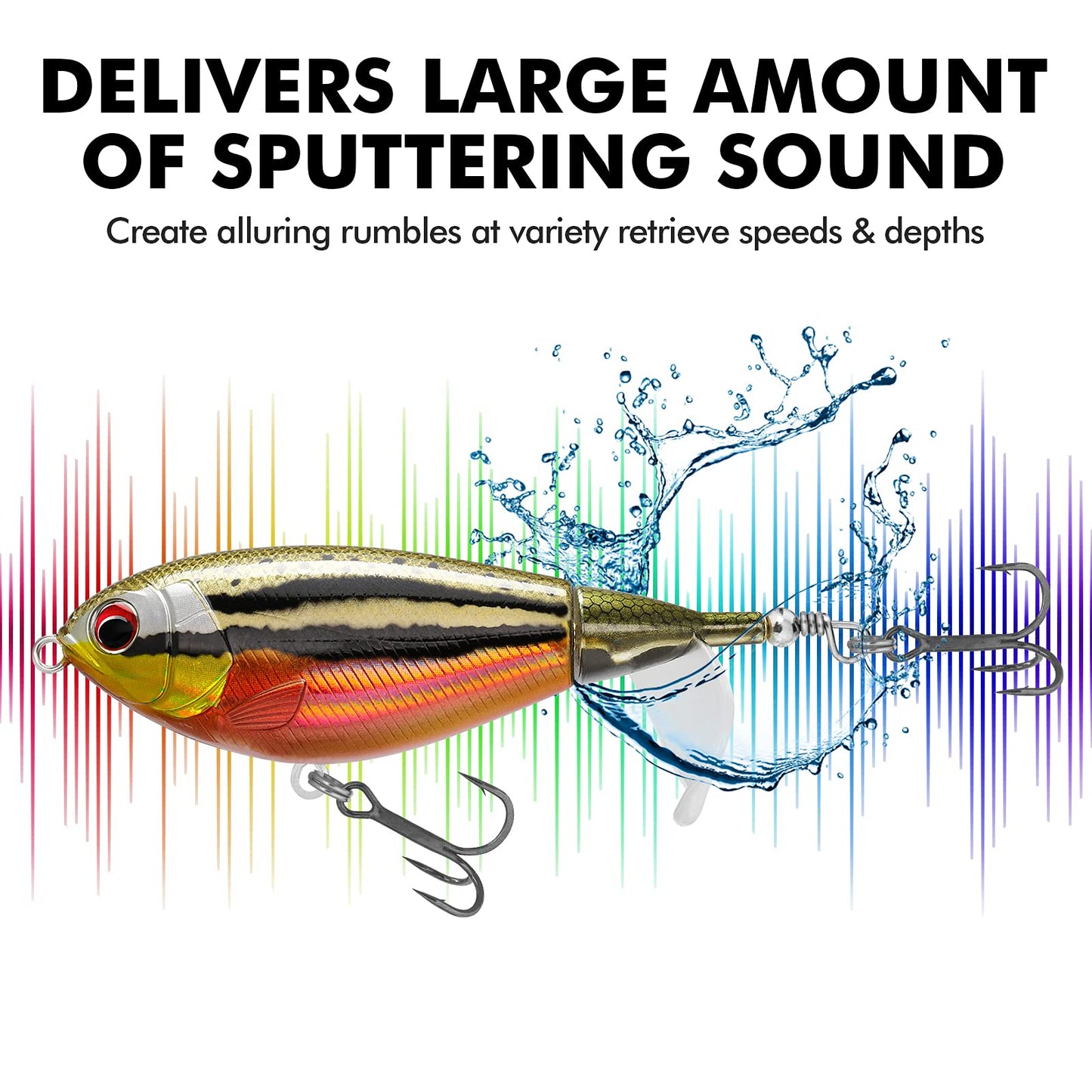 TRUSCEND PoPobait Plopper with BKK Hooks, Top Water Fishing Lures for Bass Walleye Pike Catfish Musky Perch, Floating Lure for Freshwater or Saltwater, Amazing Teasers Fishing Gifts for Family Fishing