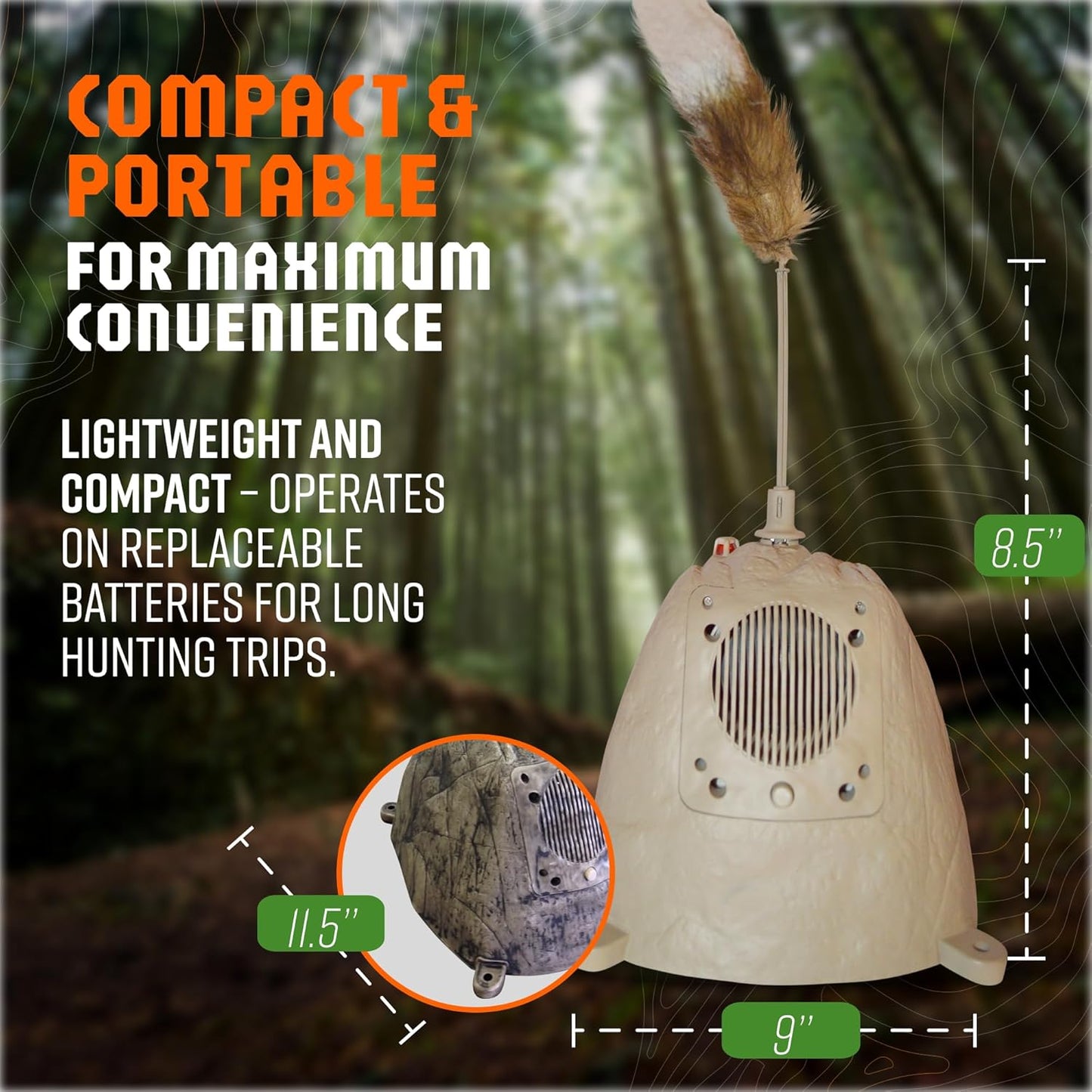 Remote Predator Decoy, Bluetooth Game Caller, Electronic Predator Call with Remote Control, Loud Dual Speaker System, 50-Yard Range, Hunting Gear for Coyote Bobcat Fox Wolf Raccoon