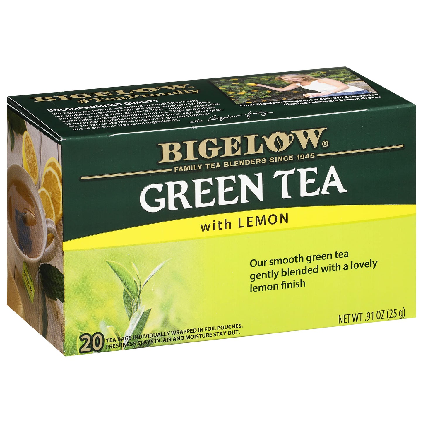Bigelow Tea Green Tea Variety Pack, Classic Green Tea, Lemon, Pomegranate, Mint, Peach and Constant Comment Flavors, 20 Count Box (Pack of 6), 120 Total Tea Bags