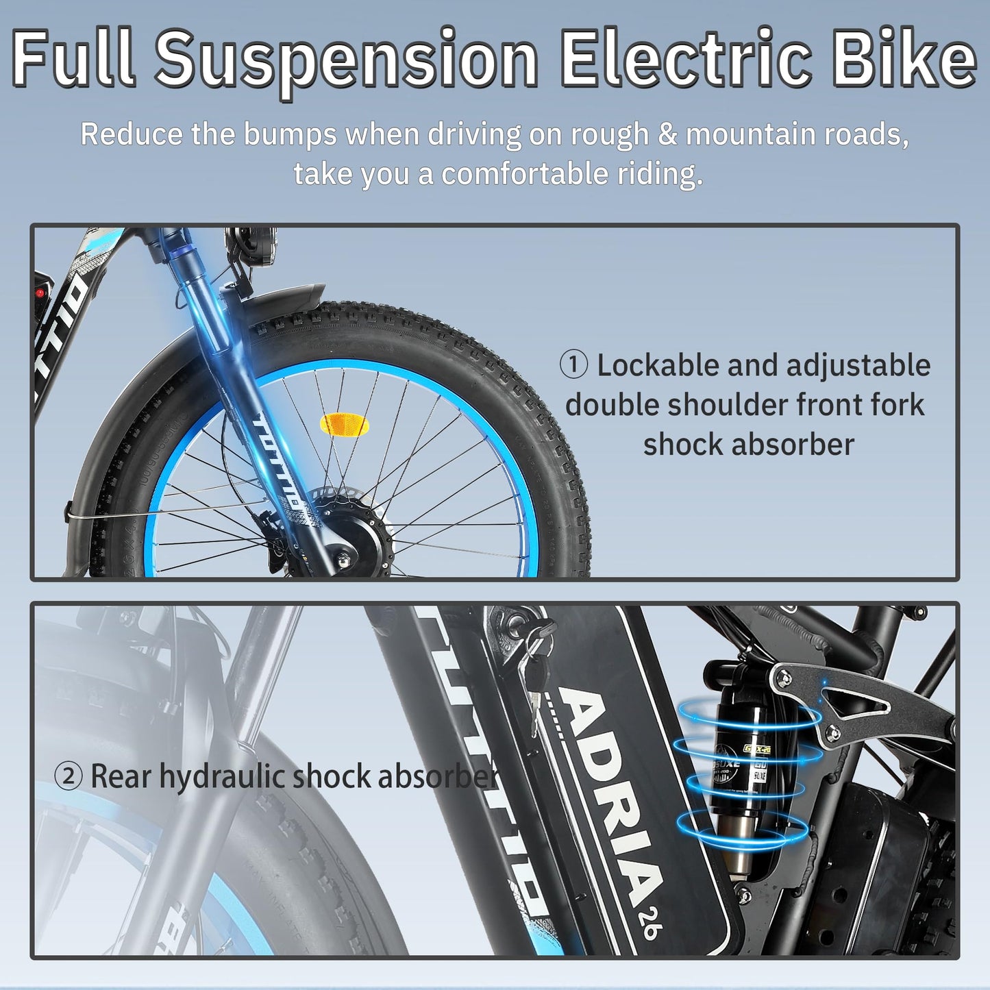 Peak 5000W-Electric-Bike for Adults-Men, Dual-Motor-Ebike 40-46MPH-Hunting-Ebike, 52V 30AH Long Range Dirtbike, 26" Fat-Tire-Electric-Bicycle, Full Suspension Mountain Bike for Off-Road Snow Sand