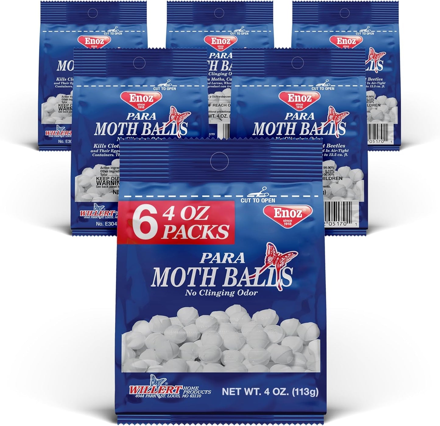 Enoz para Moth Balls For Insects, Kills Clothes Moths and Carpet Beetles, No Clinging Odor, 4 Oz (Pack of 6)