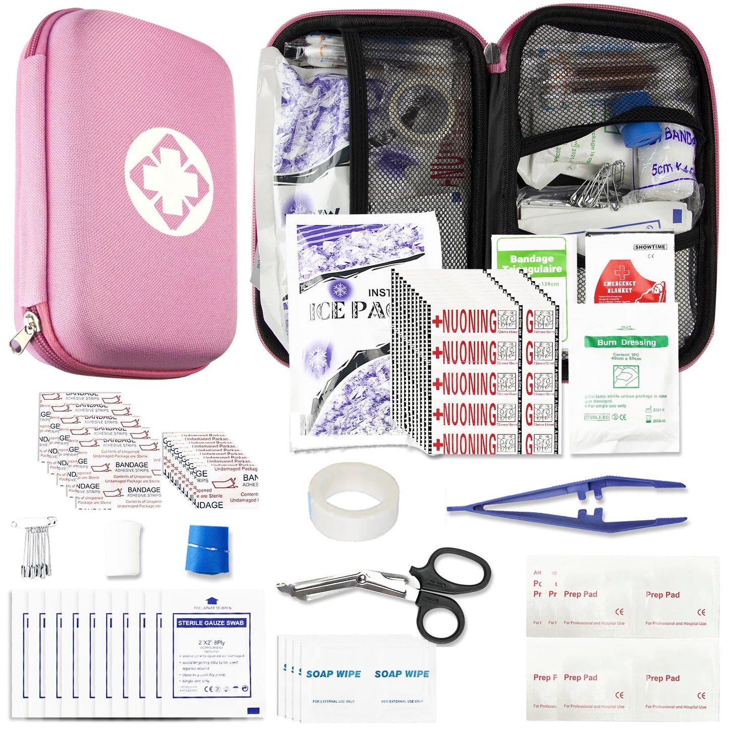 276PCS First Aid Kit Home Car Camping Hiking Emergency Supplies Small Compact Lovely Bag for School Outdoor, Basic Outdoor Essentials Survival Kit for Travel AMORNING