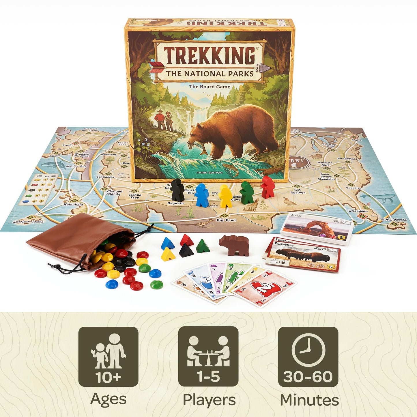 Trekking The National Parks (3rd Edition) - The Award-Winning Family Board Game | Great for Kids Ages 10 and Up | Easy to Learn | Designed for National Park Lovers by Underdog Games