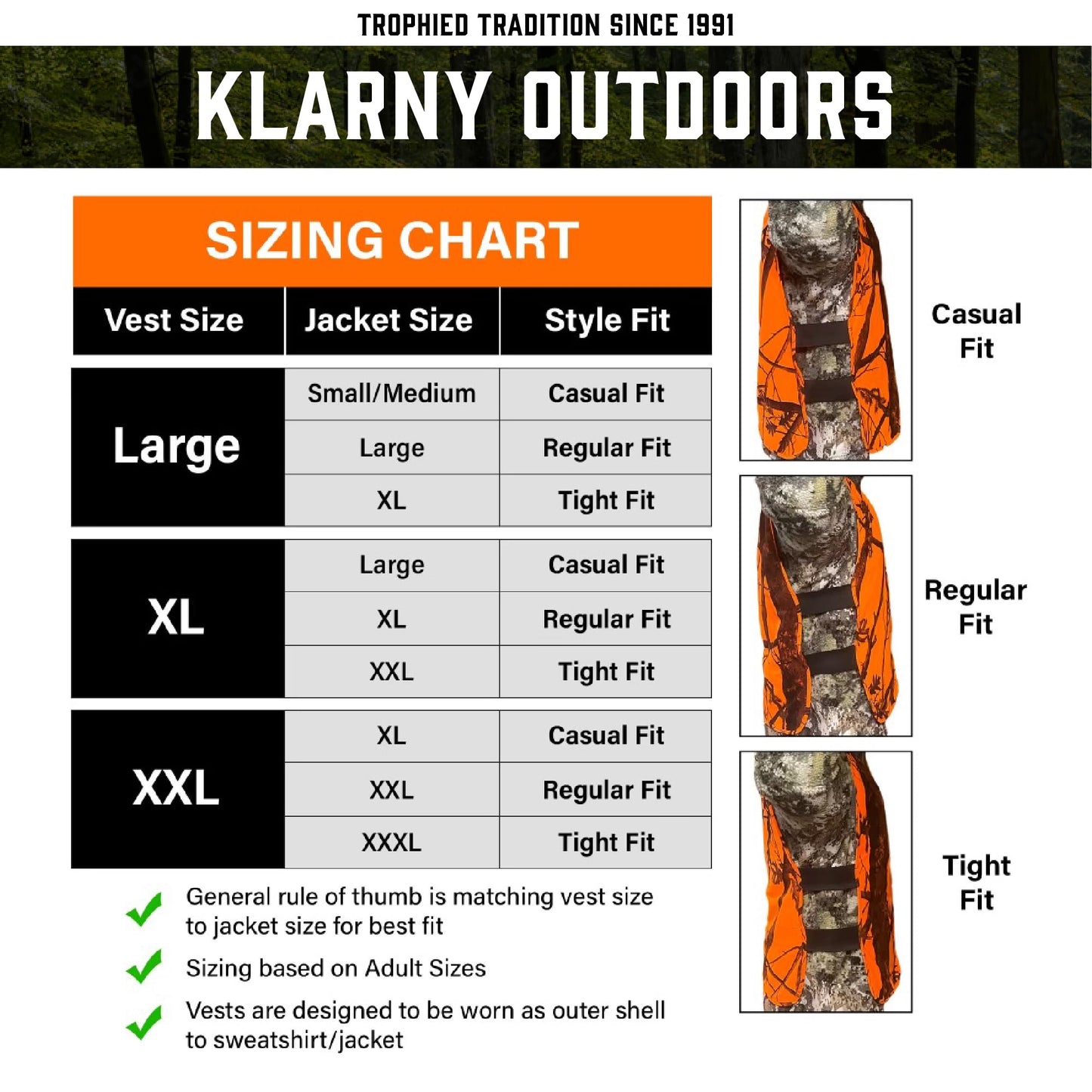 Klarny Orange Safety Vest, High-Visibility, Waterproof Deer and Bow Hunting Gear, Quiet Hunter Vests and Hunting Accessories