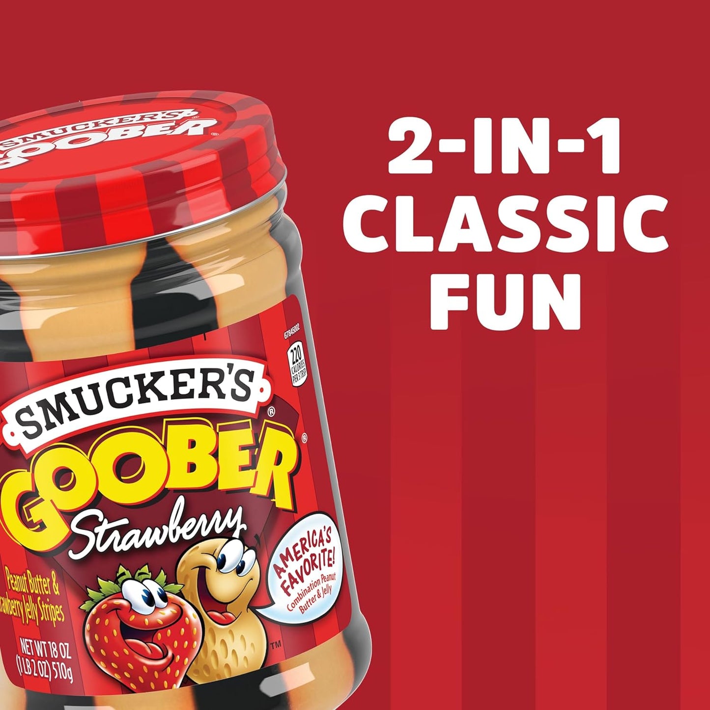 Smucker's Goober Peanut Butter and Strawberry Jelly Stripes, 18 Ounces