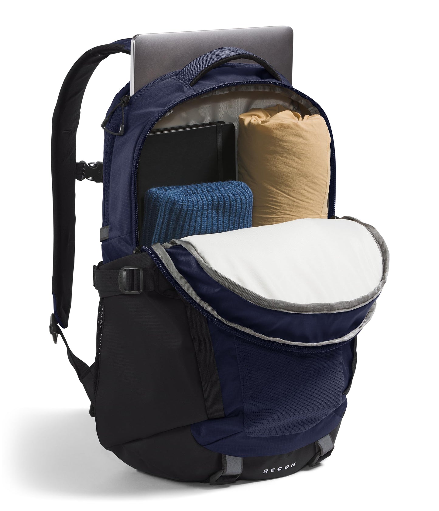 THE NORTH FACE Recon Everyday Laptop Backpack | Daypack with Water Repellent Finish, 16" Laptop Sleeve, 2 Water Bottle Pockets, TNF Black/TNF Black-NPF, One Size