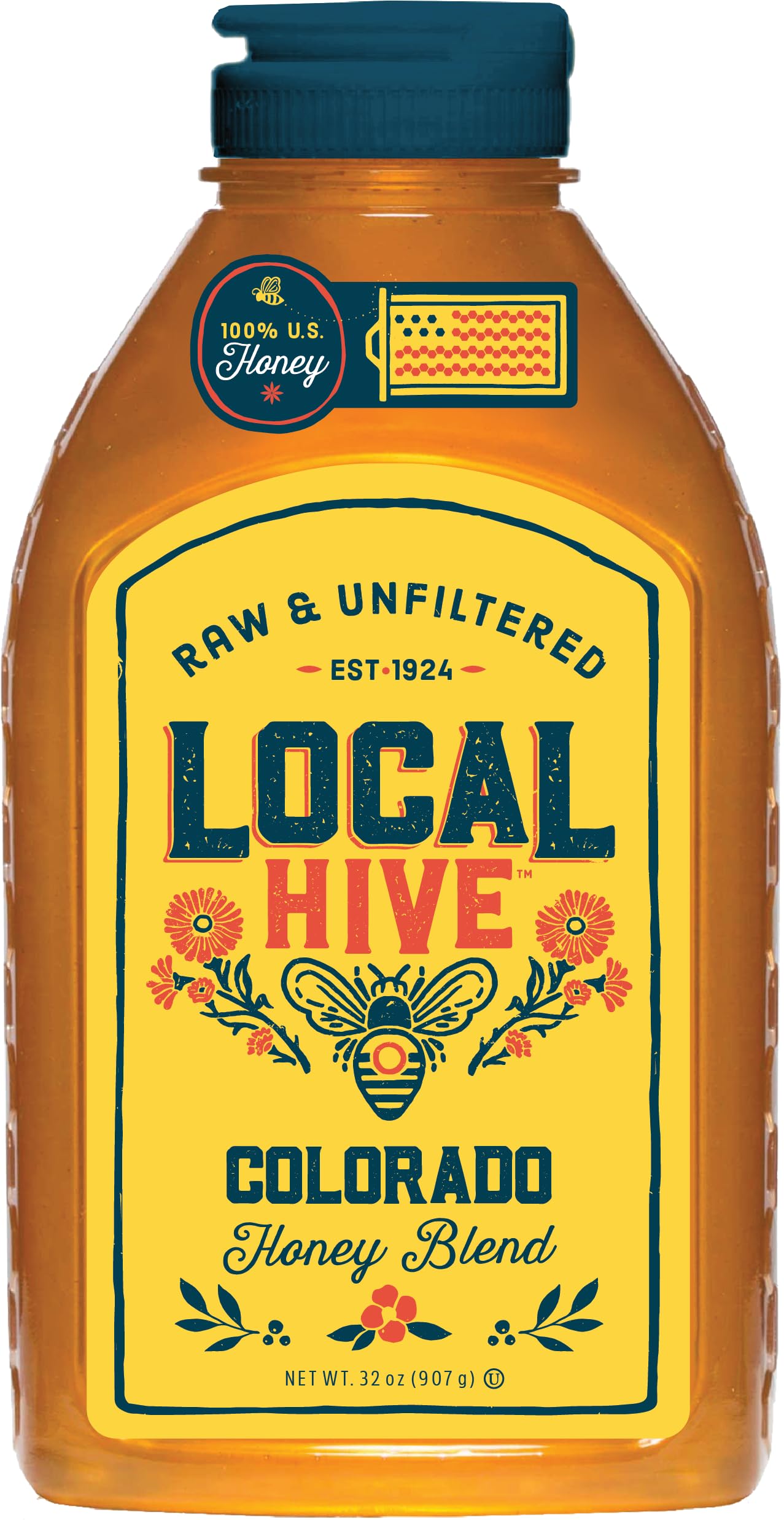 Local Hive Midwest Raw Unfiltered Honey – 16 oz, 100% Pure US Honey, Sourced from American Bees and Beekeepers - Natural Sweetener, Ideal for Tea, Baking, and Cooking