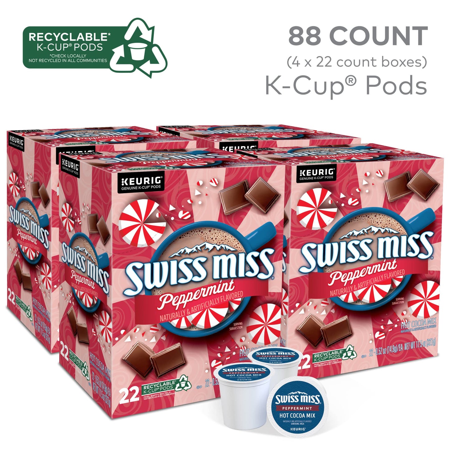 Swiss Miss Milk Chocolate Hot Cocoa, Single-Serve Keurig K-Cup Pods, Hot Chocolate, 44 Count