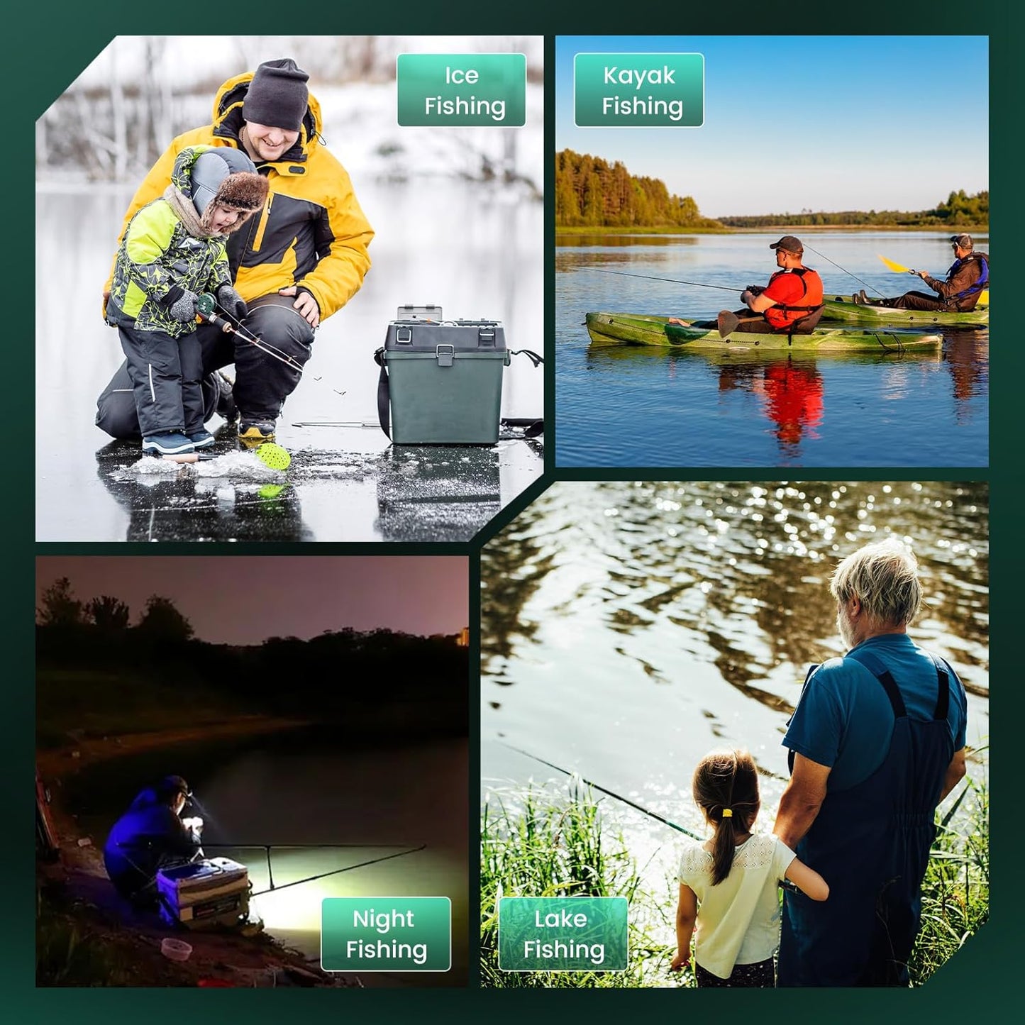 Underwater Fishing Camera 7" IPS HD Screen, 720P Portable Fishing Camera w/DVR, Portable Ice Fishing Camera Fish Finder w/ 8 LED Lights, USB-C Charging, 15m/49ft Cable for Night & Lake Fishing