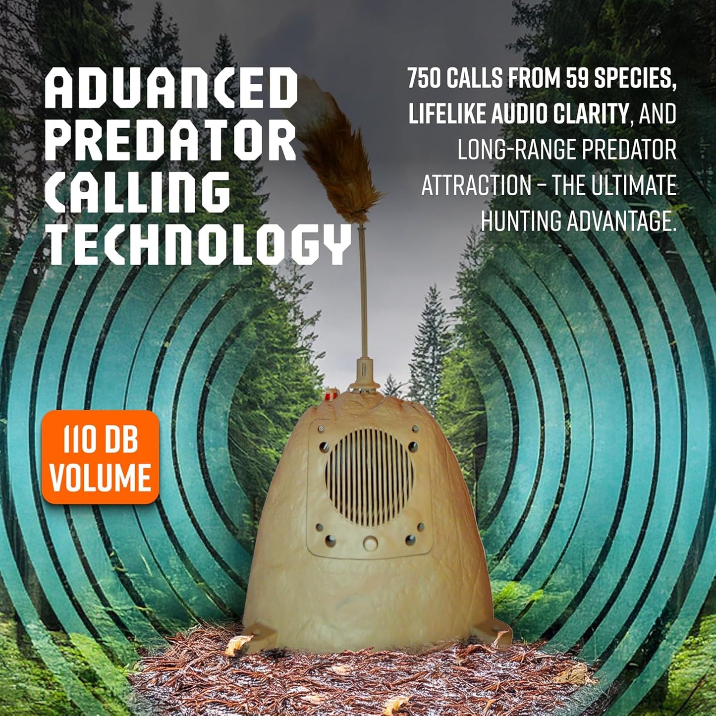 Remote Predator Decoy, Bluetooth Game Caller, Electronic Predator Call with Remote Control, Loud Dual Speaker System, 50-Yard Range, Hunting Gear for Coyote Bobcat Fox Wolf Raccoon