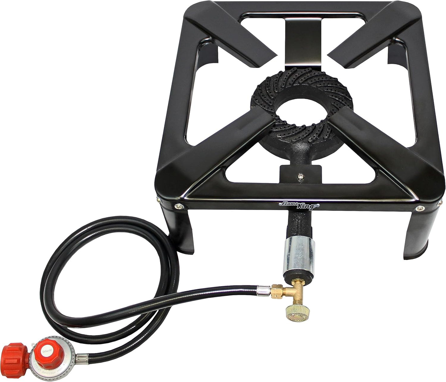 Flame King Heavy Duty 120,000 BTU, 0-20 PSI, Turkey Fryer Single Propane Burner Bayou Cooker, Outdoor Stove for Home Brewing, Maple Syrup Prep, Cajun Cooking