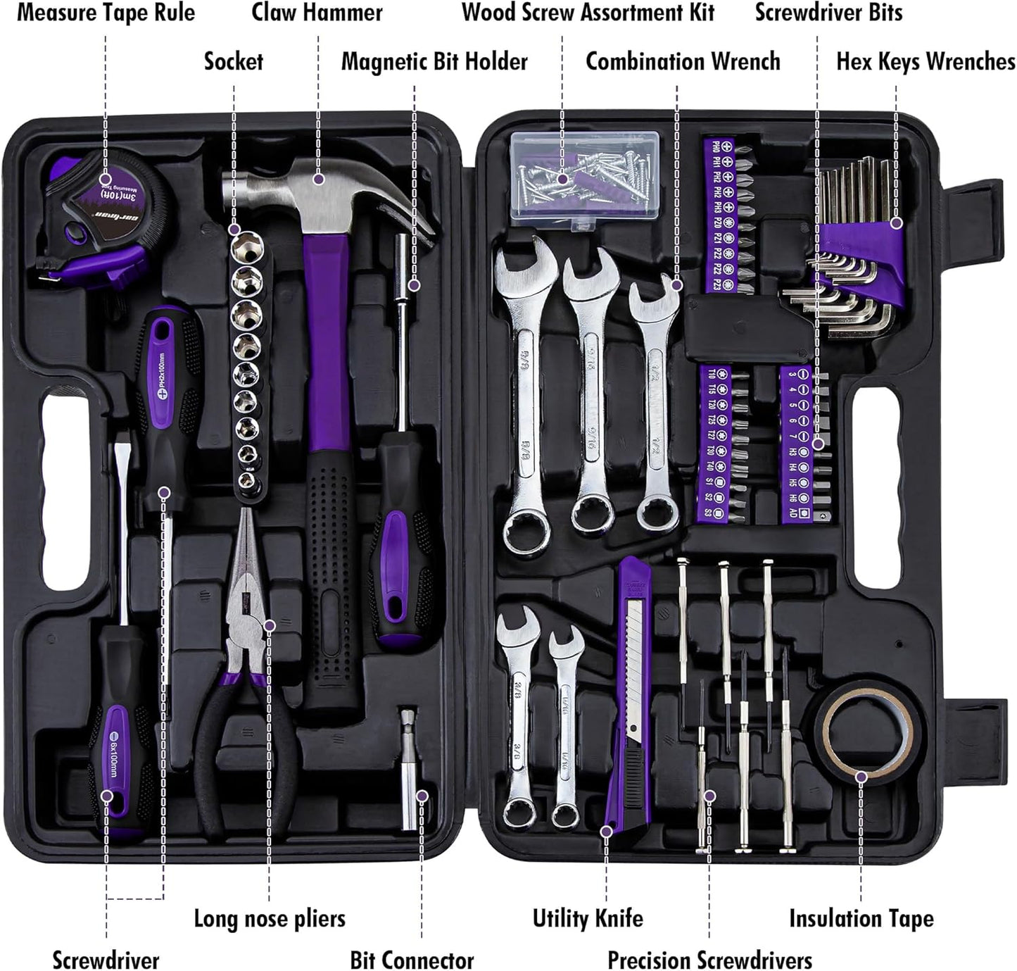 CARTMAN 148 Piece Automotive and Household Tool Set Perfect for Car Enthusiasts and DIY Home Repairs