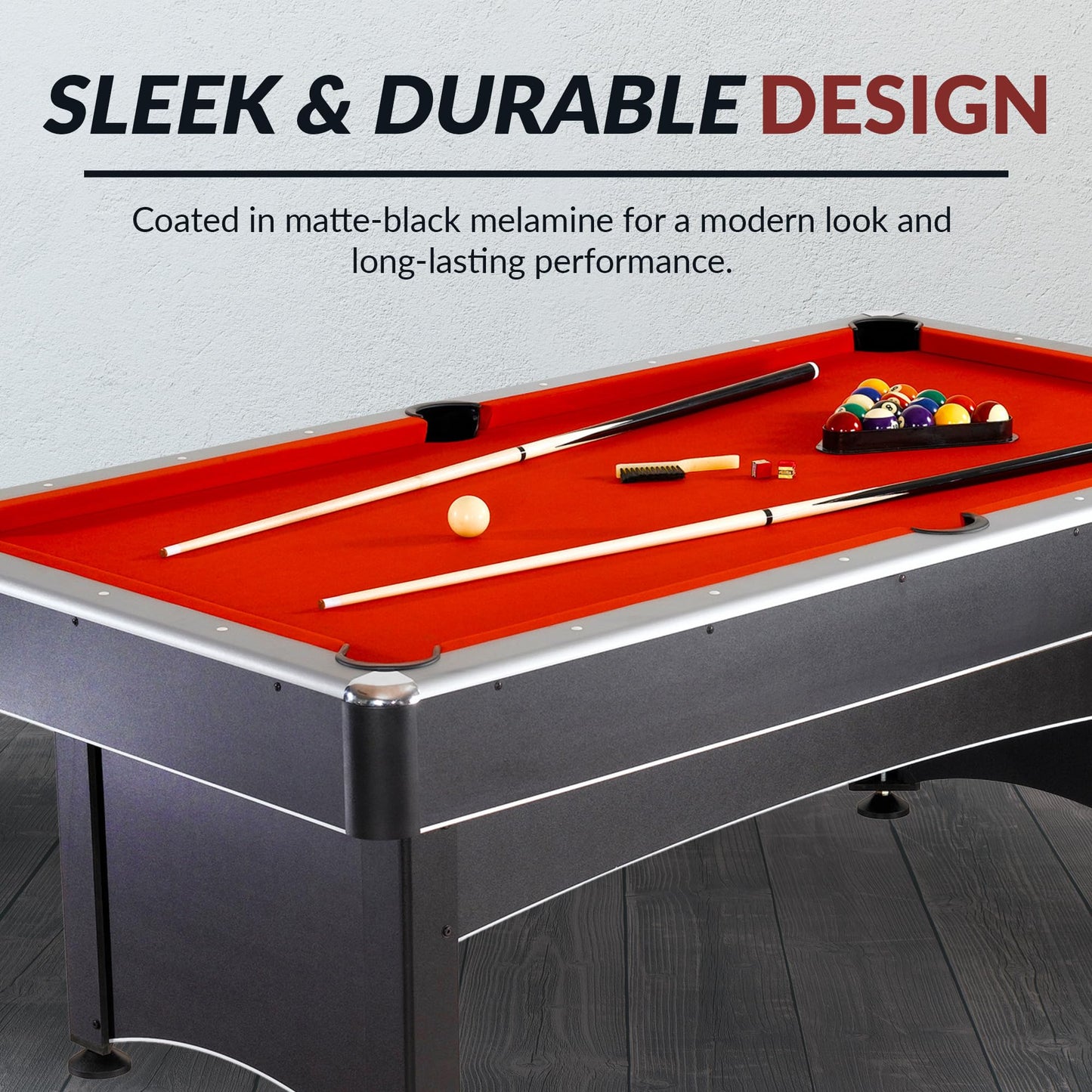 Hathaway Maverick 7 Foot Pool Table with Table Tennis Top – With Accessories for Both Games – Space-Saving Ping Pong and Pool Table Combo for Families – Matte Black Finish, Red Felt