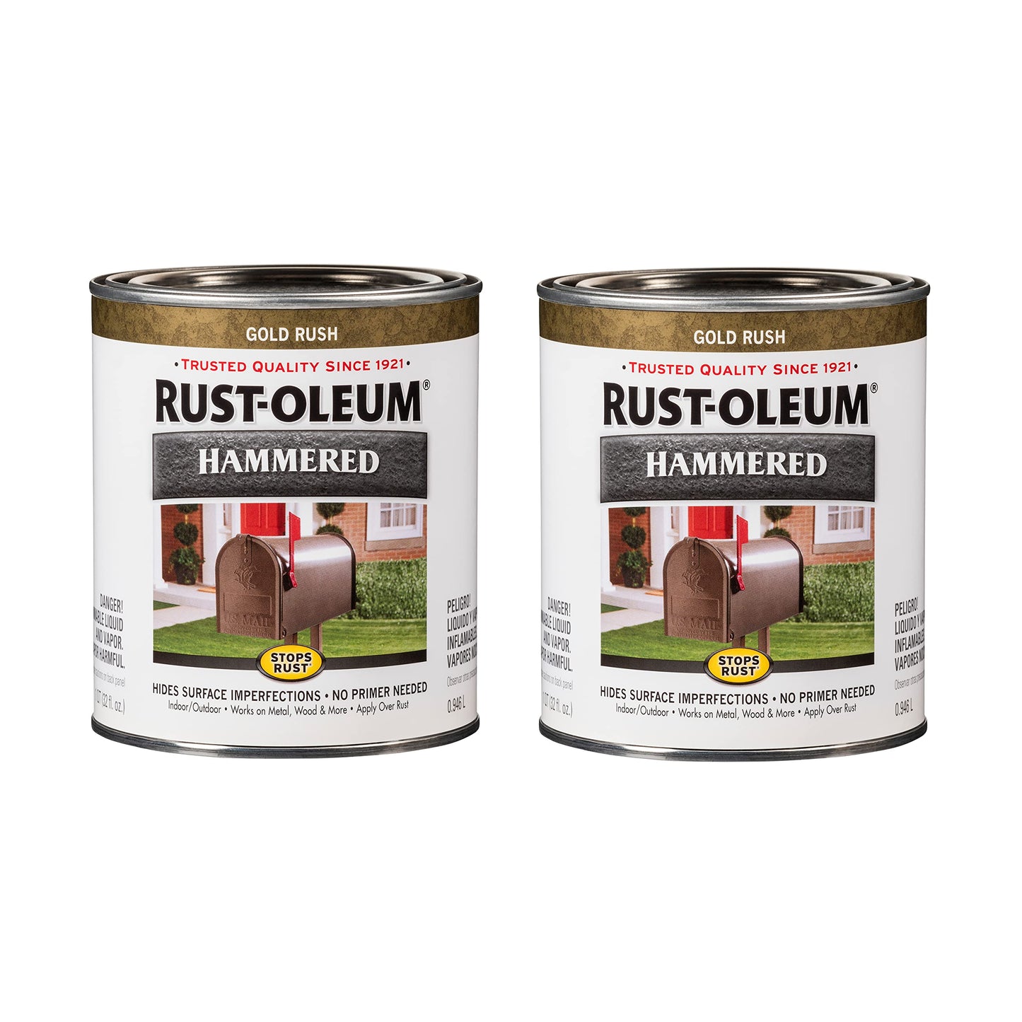 Rust-Oleum 7215502 Stops Rust Hammered Finish Brush Paint, Quart, Black