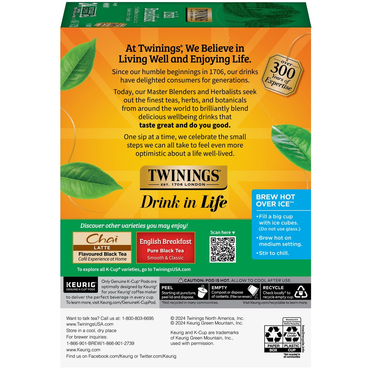 Twinings English Breakfast Black Tea K-Cup Pods for Keurig, 24 Count (Pack of 1), Smooth, Flavourful, Robust, Caffeinated, Enjoy Hot or Iced