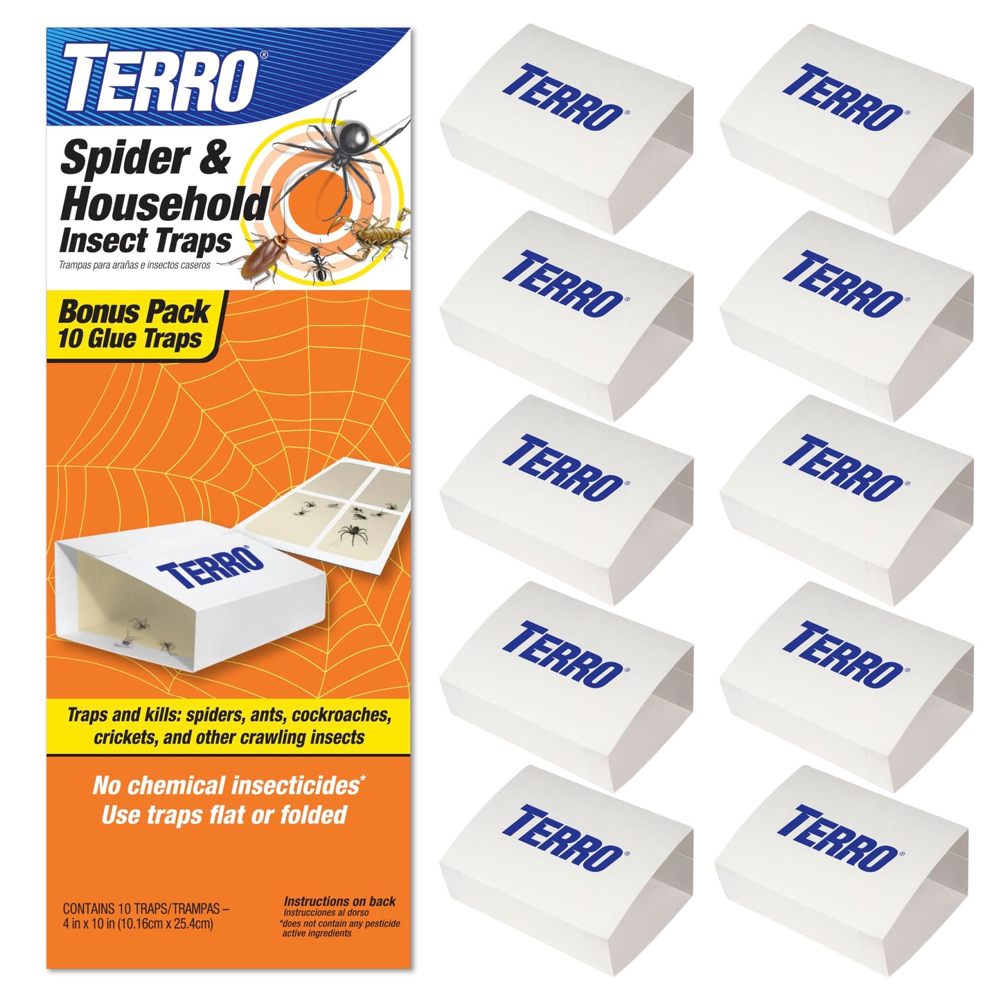 TERRO T3206SR Non-Toxic Indoor Spider, Ant, Cockroach, Centipede, and Crawling Insect Trap - 12 Traps
