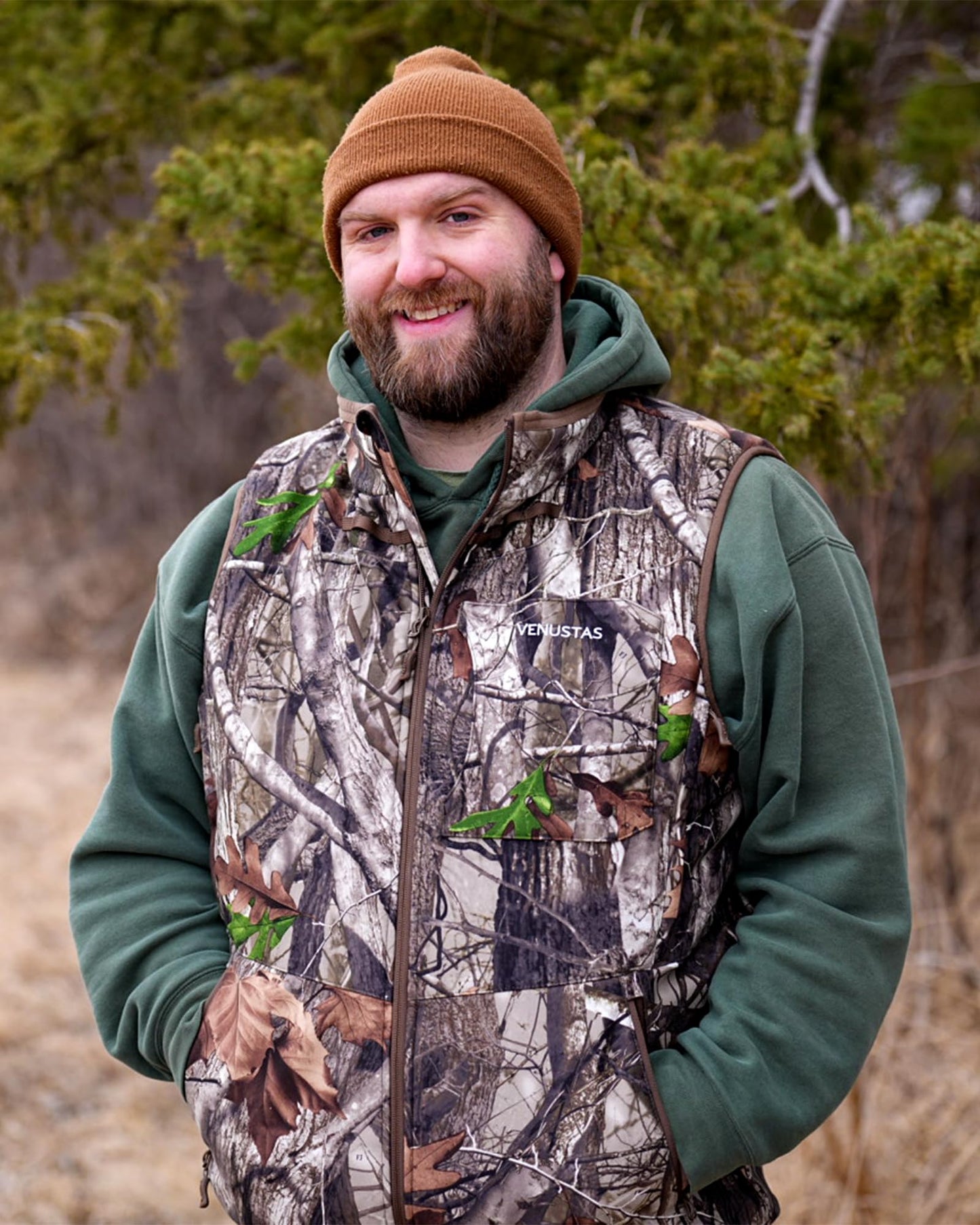 Venustas Heated Hunting Vest For Men, 20-Hour Runtime, Rechargeable Heated Camo Vest with Battery Included