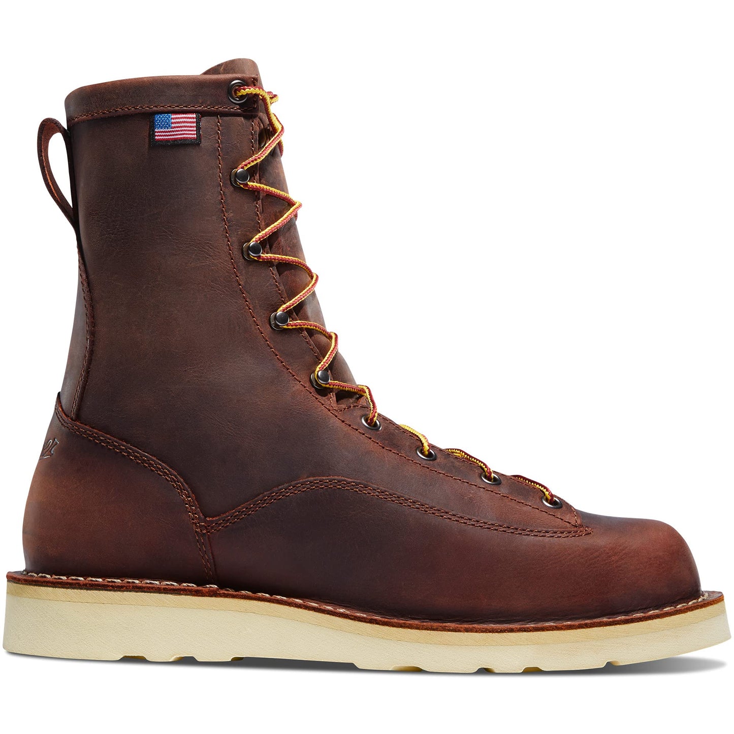 Danner 8” Bull Run Work Boots for Men - Durable, Lightweight Full-Grain Leather with Non Slip Wedge Outsole & 3-Density Cushion Footbed, EH Resistant