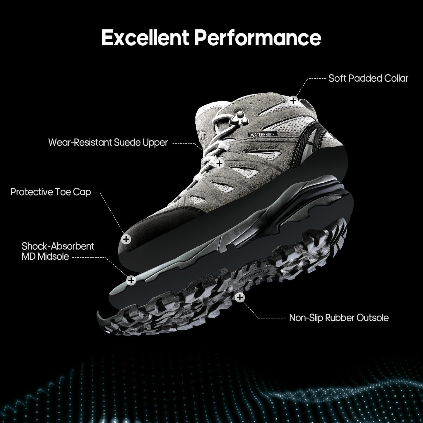 NORTIV 8 Women's Waterproof Hiking Boots Outdoor Trekking Camping Trail Hiking Boot
