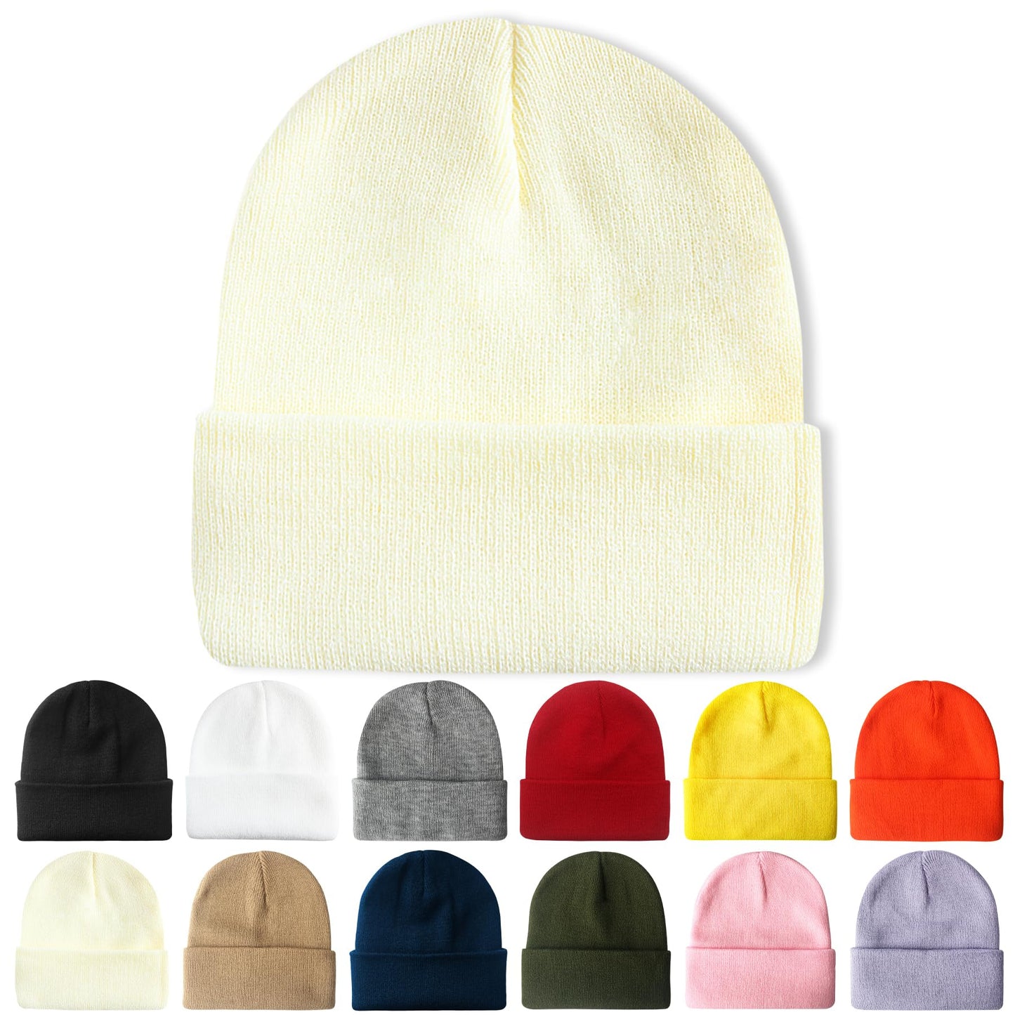 PFFY Beanie for Men Women Unisex Knit Cuffed Plain Winter Beanies Hats Skull Cap