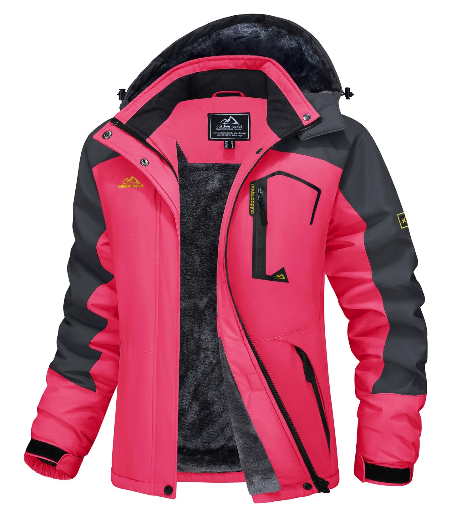 MAGCOMSEN Women's Ski Jacket Waterproof Insulated Snow Jacket Warm Windproof Winter Coats with Hood Fleece Lined Jacket