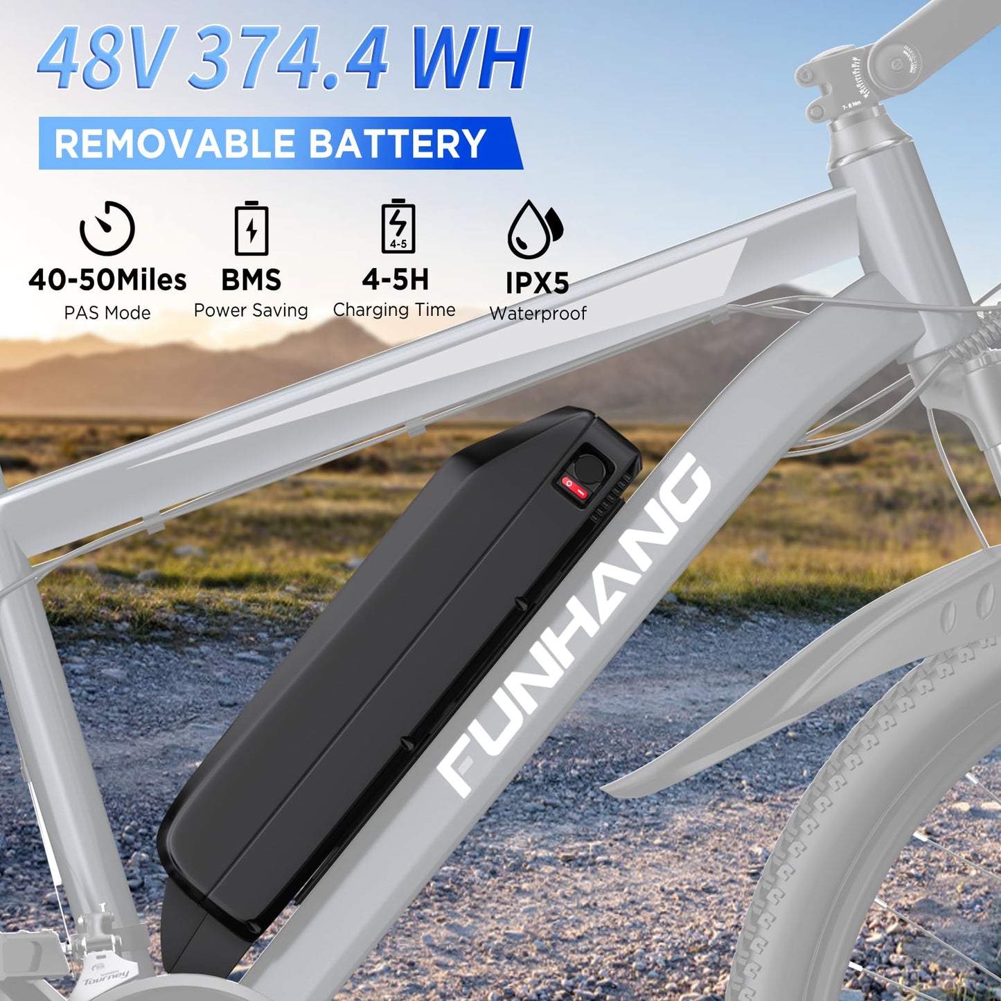 Electric Bike for Adults, 26'' 1000W Peak Ebike, Up to 50 Miles 21.7MPH Electric Mountain Bike with 48V 374.4WH Removable Battery, Adjustable Stem, Fenders, Lockable Suspension Fork, 21-Speed