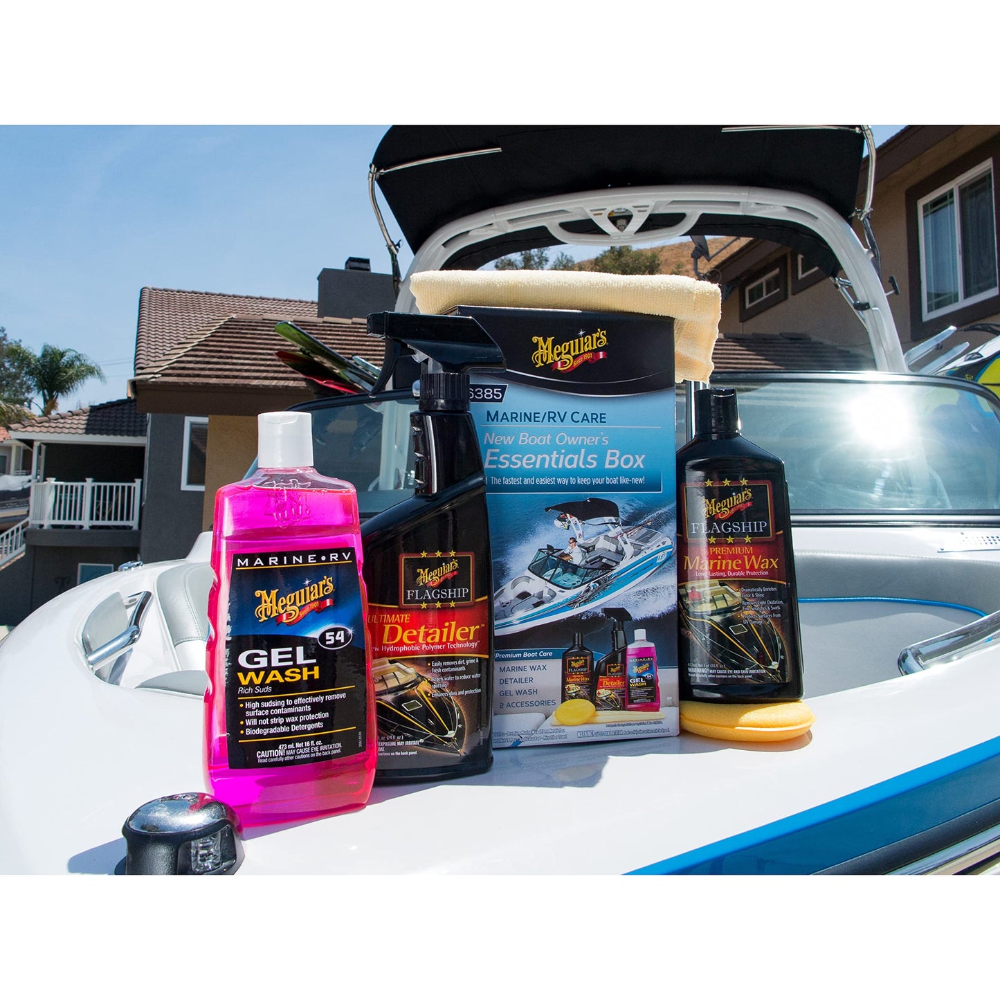 Meguiar's M4965 Marine/RV Fiberglass Restoration System, 3-Piece Marine Fiberglass Repair Kit Featuring Oxidation Remover for Boat Care Plus Boat Polish and Wax