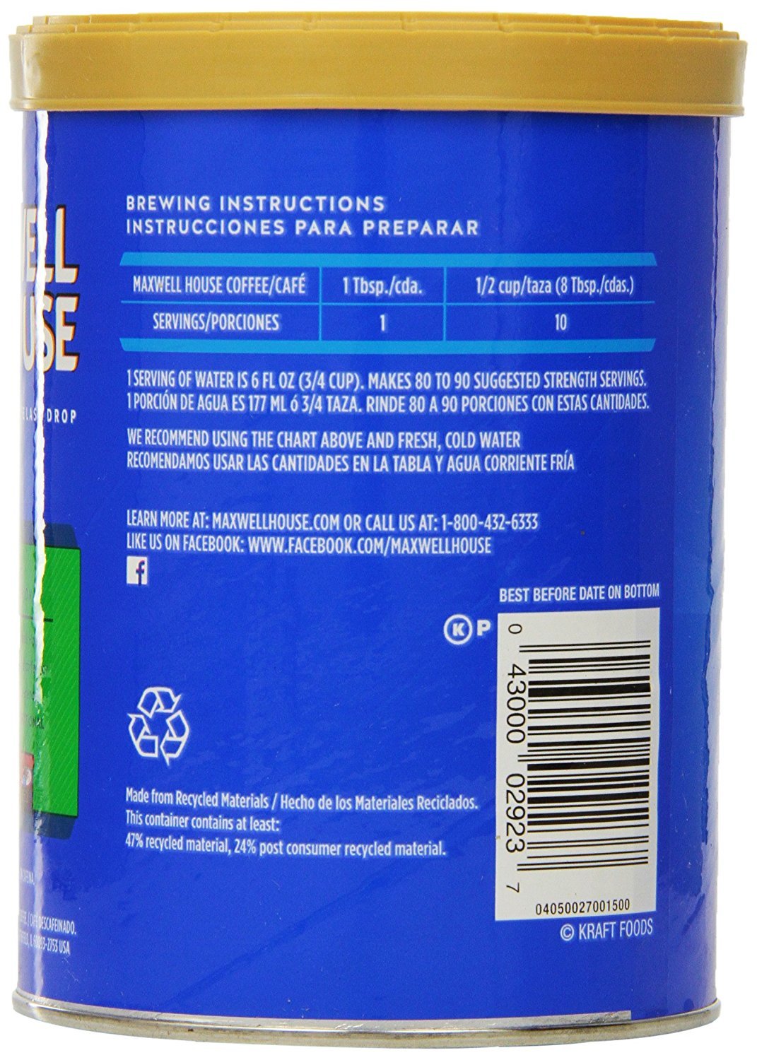 Maxwell House Decaffeinated Original Medium Roast Ground Coffee, 29.3 oz Canister