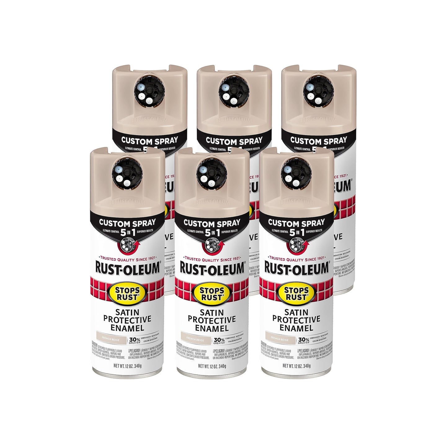 Rust-Oleum 376892 Stops Rust Custom Spray 5-in-1 Spray Paint, 12 oz, Gloss Leather Brown