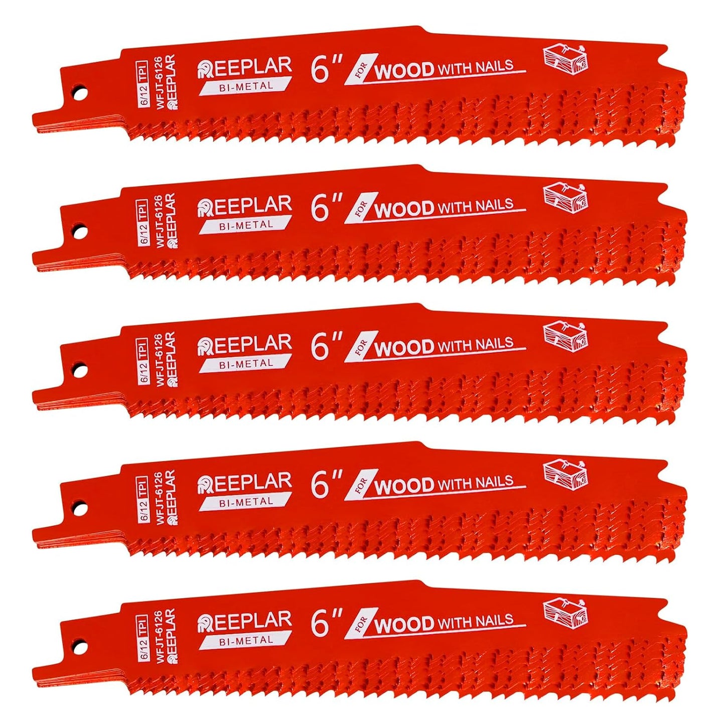 25 Pack 6 Inch 6/12 Tpi Reciprocating Saw Blades for Nail-Embedded Wood…