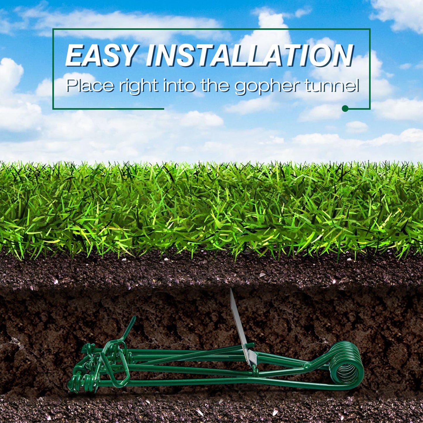 Qualirey 2 Pcs Outdoor Gopher Trap Easy Set Mole Trap Weather Resistant Gopher Killer Vole Killer for Lawn Garden Farm (Black)