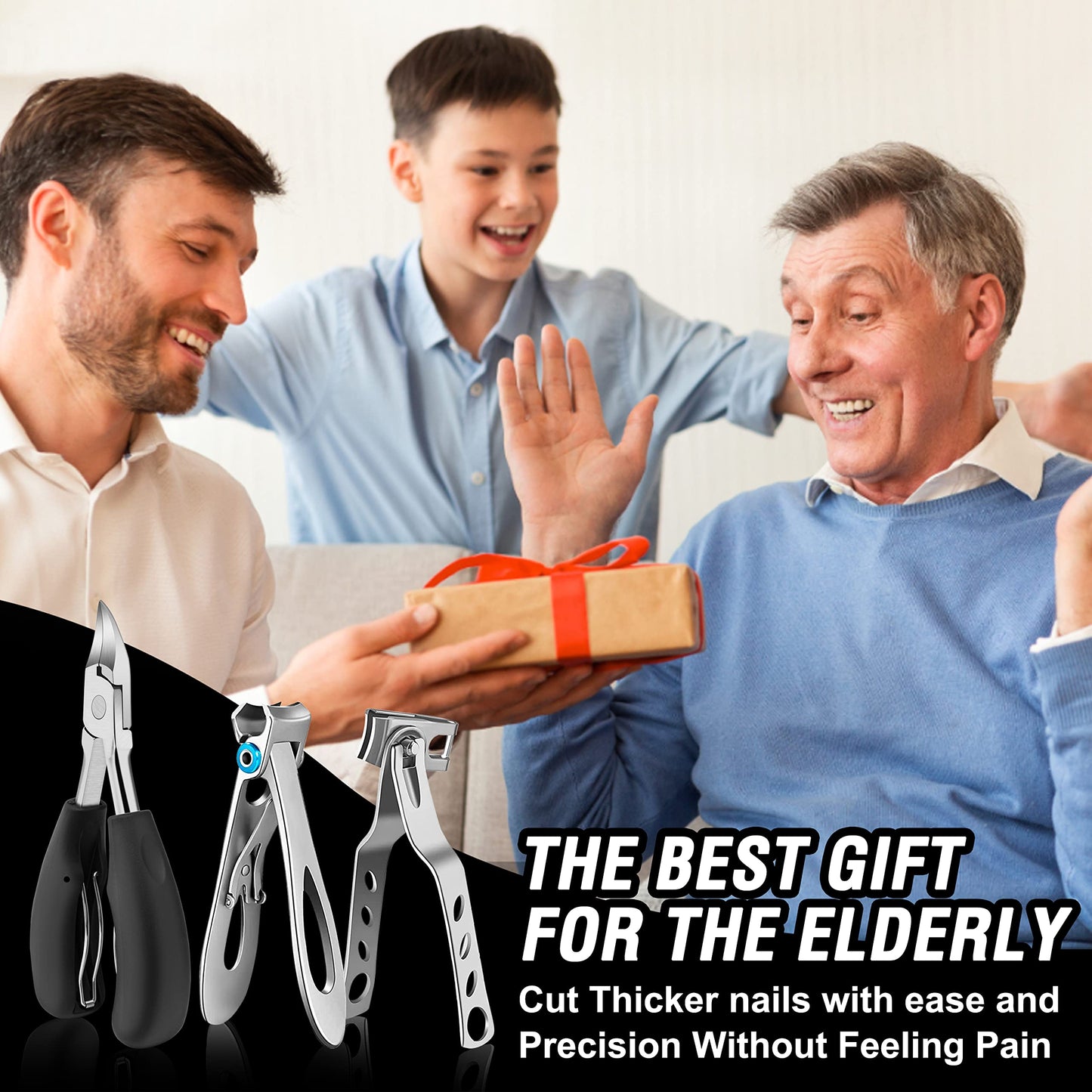 Toenail Clippers for Seniors Thick Toenails, Aucurwen Heavy Duty Toe Nail Clippers Adult Thick Nails Long Handle, Large Toenail Clippers for Thick Nails 7Pcs