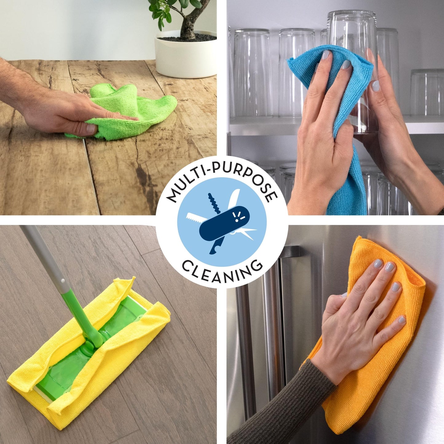 S&T INC. 50 Pack Microfiber Cleaning Cloth, Bulk Towels for Home, Reusable Microfiber Towels for Cars, Cleaning Rags, Assorted, 11.5 Inches x 11.5 Inches, 50 Count