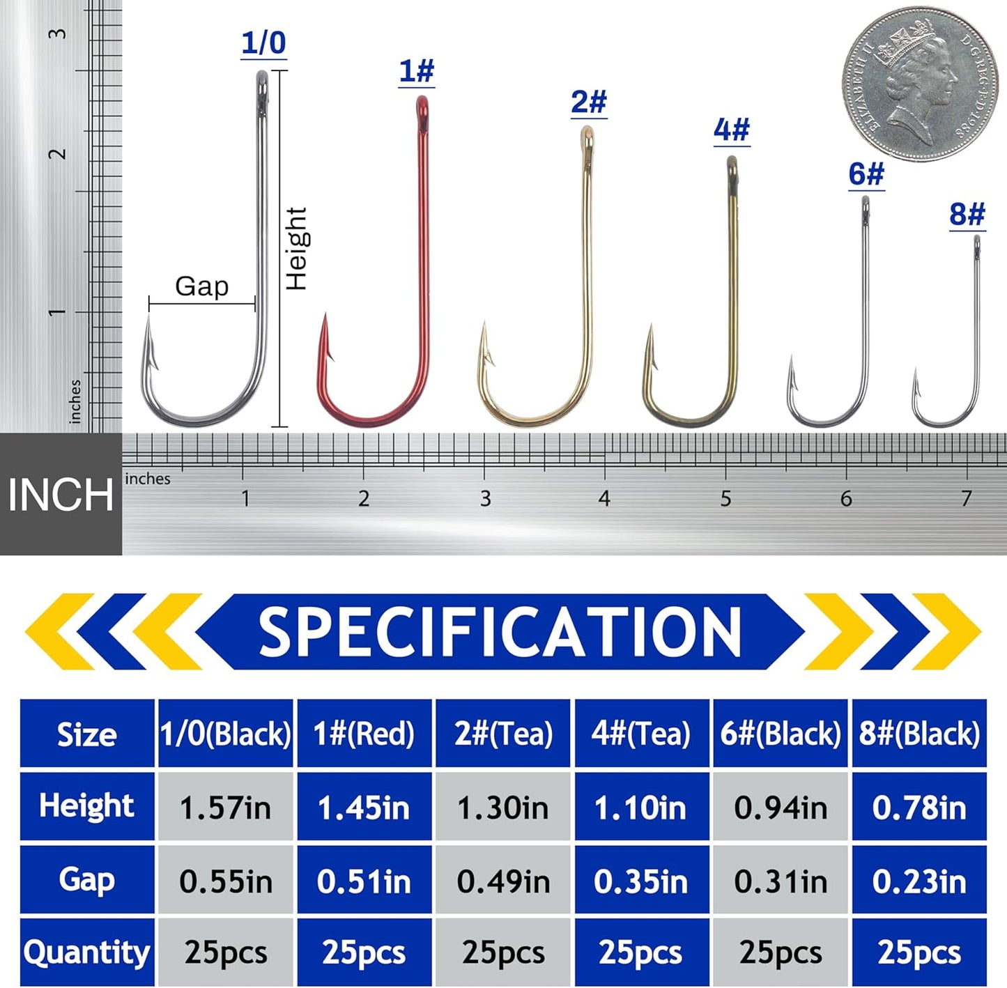 Crappie Hooks Aberdeen Fishing Hooks Kit Long Shank Light Wire Offset High Carbon Steel Fishing Tackle for Sunfish Bass Crappie Walleye Trout Panfish Freshwater 150pcs/Box