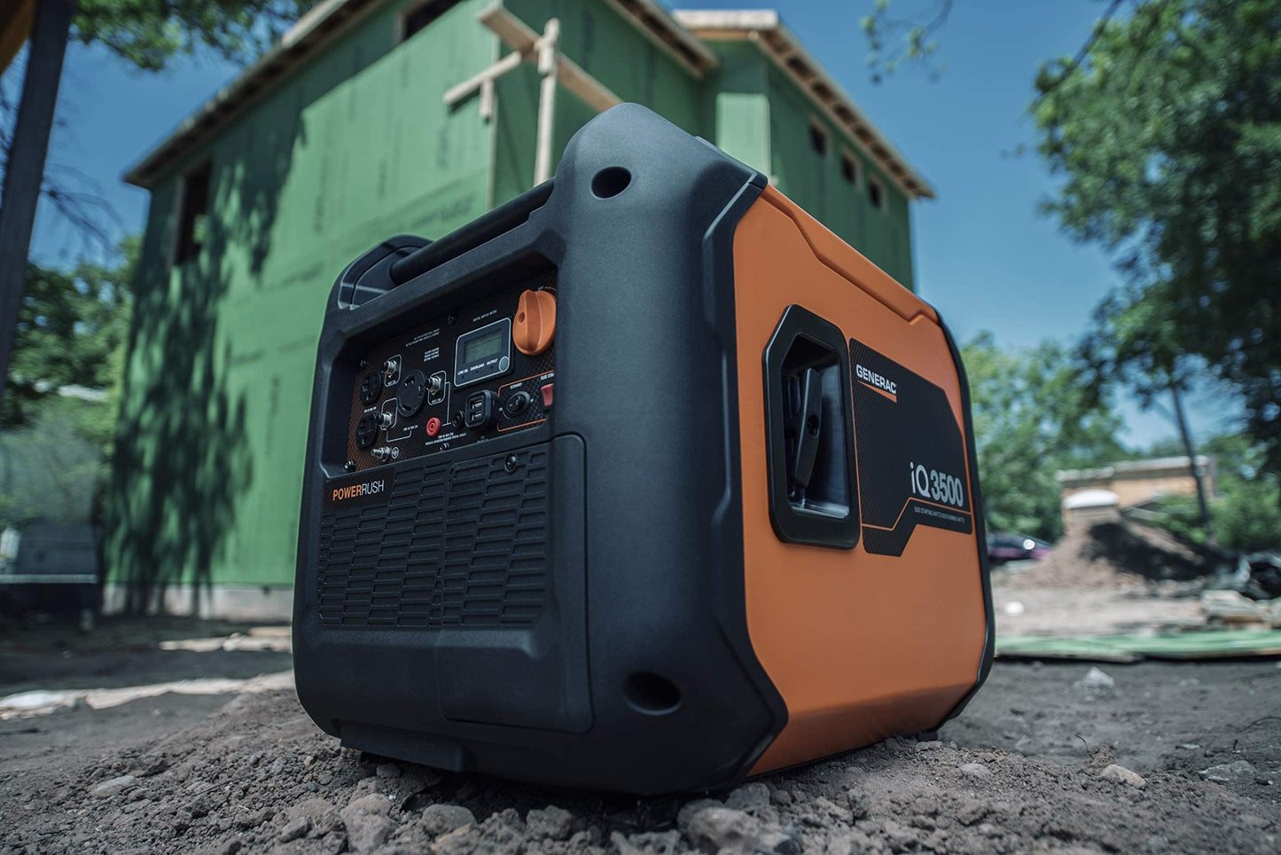 Generac 3,300-Watt Gas-Powered Portable Inverter Generator - Lightweight Design - USB Ports for Mobile Device Charging - COsense Technology - Perfect for Home use - Orange/Black