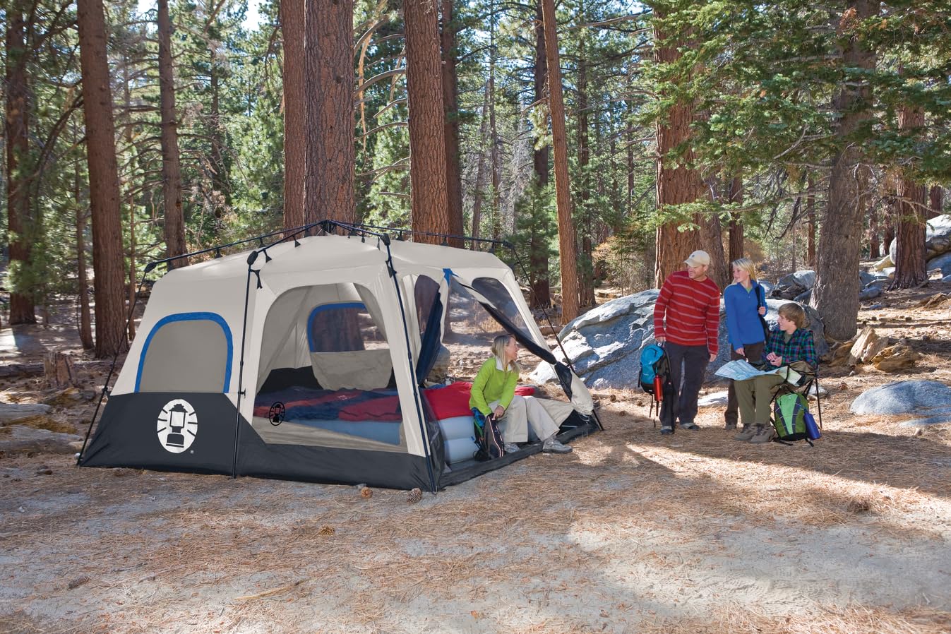 Coleman Instant Tent with 1-Minute Setup, 10-Person Tent with Pre-Attached Poles, Air Vent, & Carry Bag