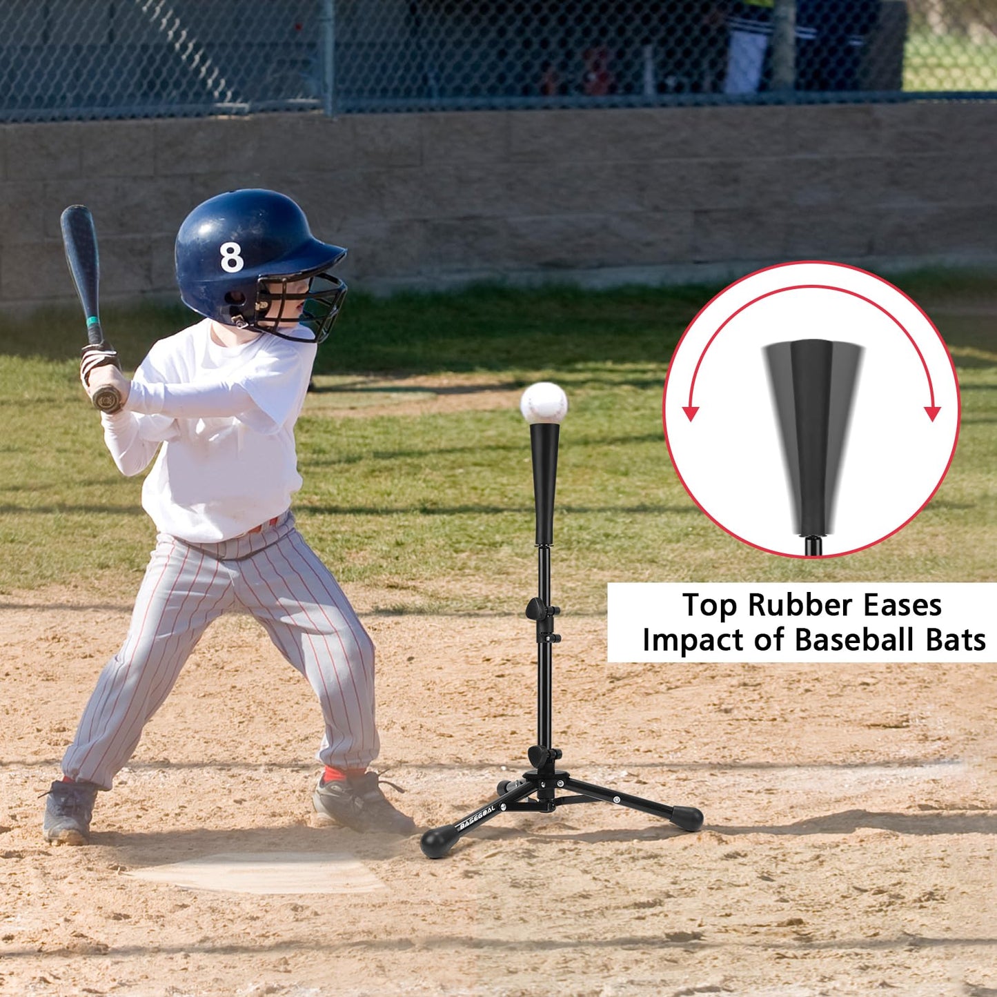 BaseGoal Baseball Tee for Kids,Batting Tee,Softball Tee,Youth Hitting Tee,Teeball Tee,Travel Tee,Easy Adjustable Height and Carry Bag