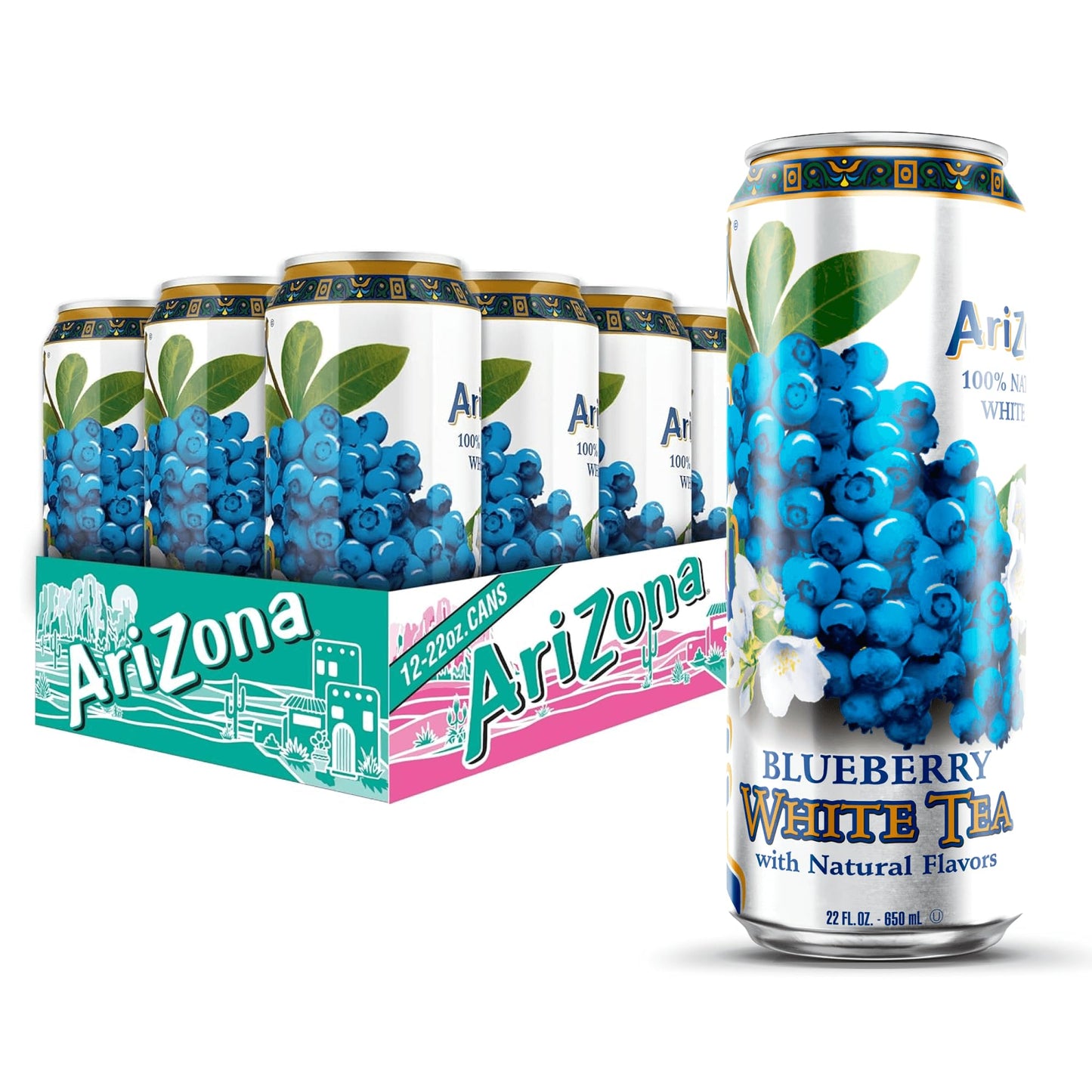 AriZona Green Tea with Ginseng and Honey - Big Can, 22 Fl Oz (Pack of 12)