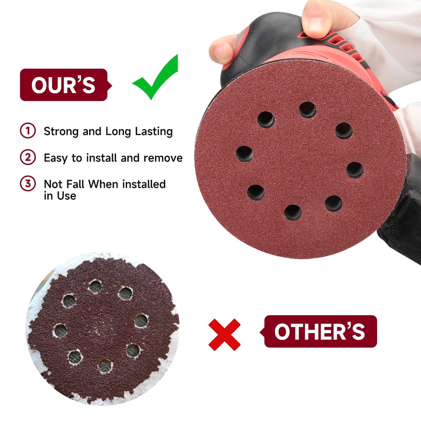 100 PCS 5 Inch Sanding Discs 120 Grit, Round Hook and Loop Sandpaper for Random Orbital Sander