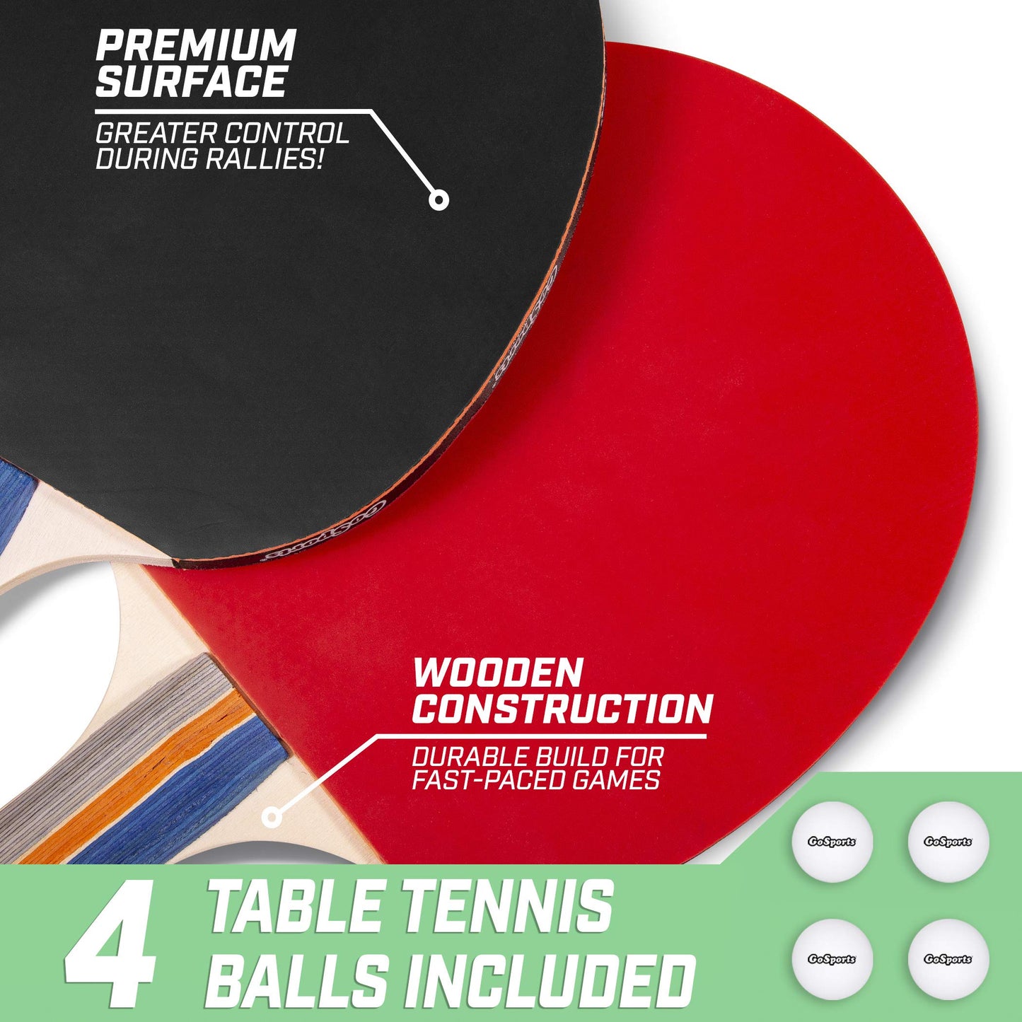 GoSports 6 ft x 3 ft Mid-size Table Tennis Game Set - Indoor / Outdoor Portable Game with Net, 2 Paddles and 4 Balls