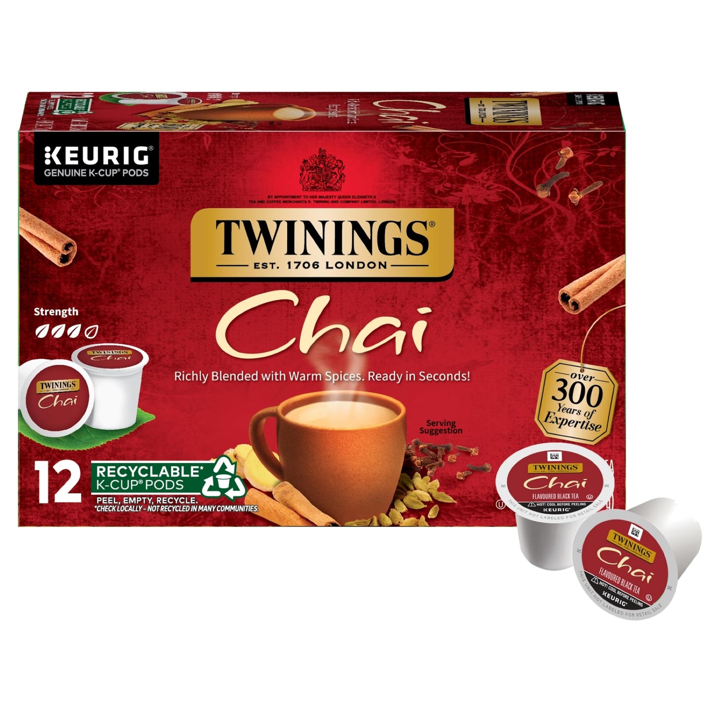 Twinings English Breakfast Black Tea K-Cup Pods for Keurig, 24 Count (Pack of 1), Smooth, Flavourful, Robust, Caffeinated, Enjoy Hot or Iced