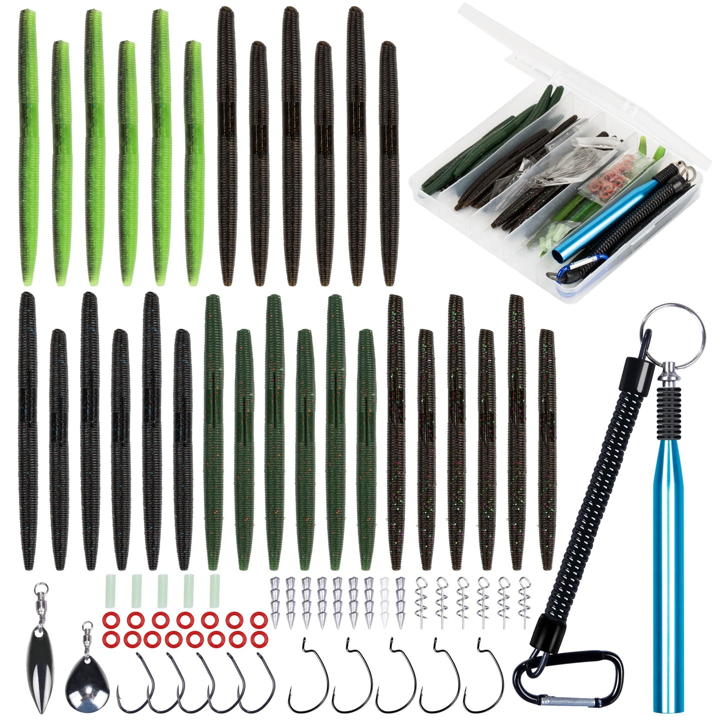 Senko Worms Kit – 4"/5" Soft Plastic Fishing Lures with Salt Impregnation for Bass Fishing