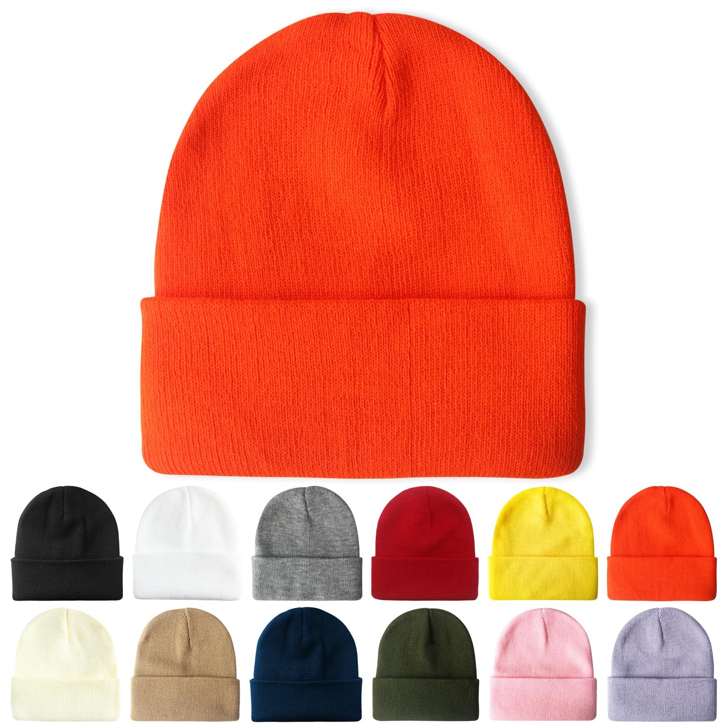 PFFY Beanie for Men Women Unisex Knit Cuffed Plain Winter Beanies Hats Skull Cap