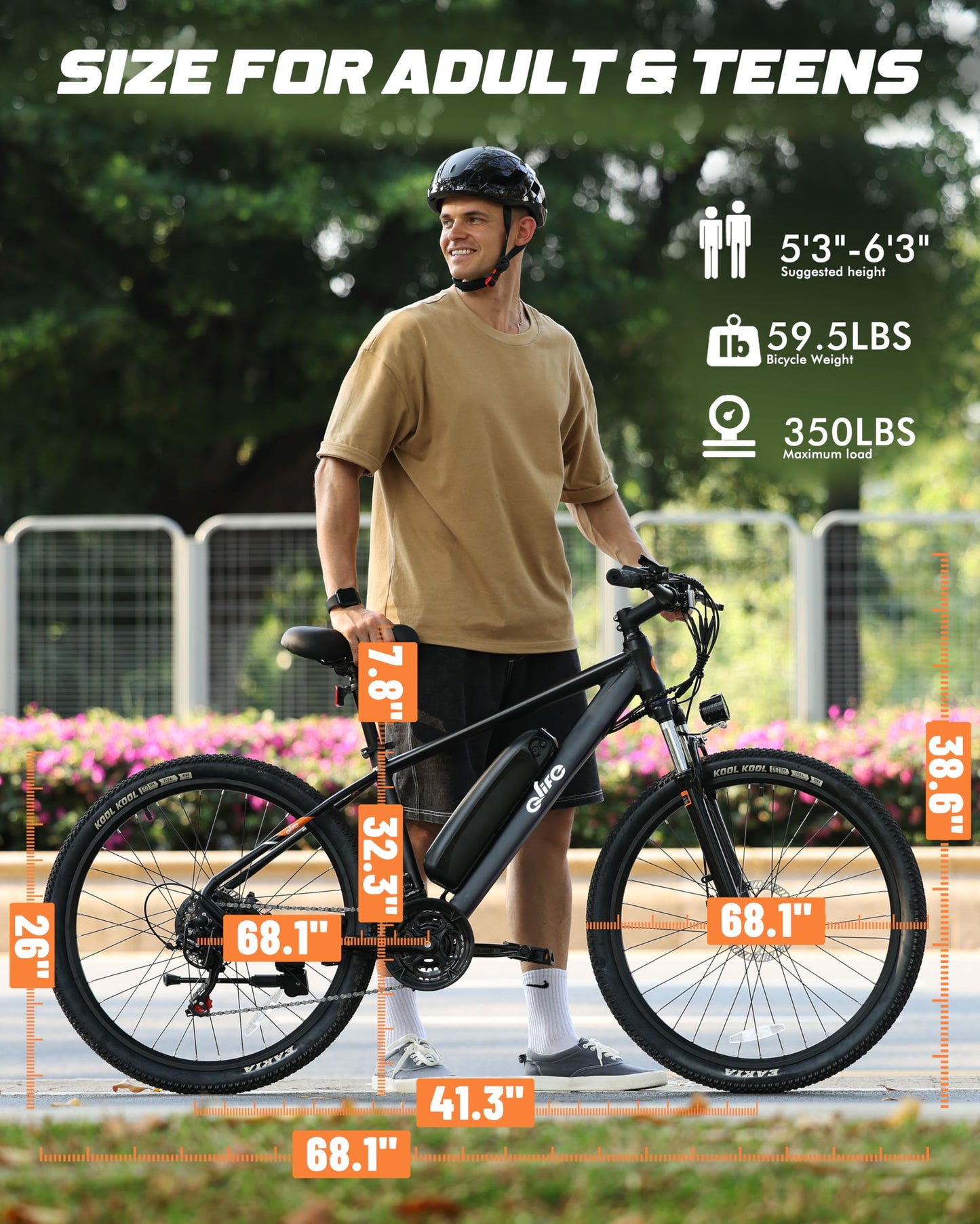 Racer Electric Bike for Adults - 21-Speed Mountain Lightweight Ebike with Peak 750W 22MPH Brushless Motor, 375Wh Removable Battery, 26X2.1 Tire Step Over E-MTB, Up to 40 Miles