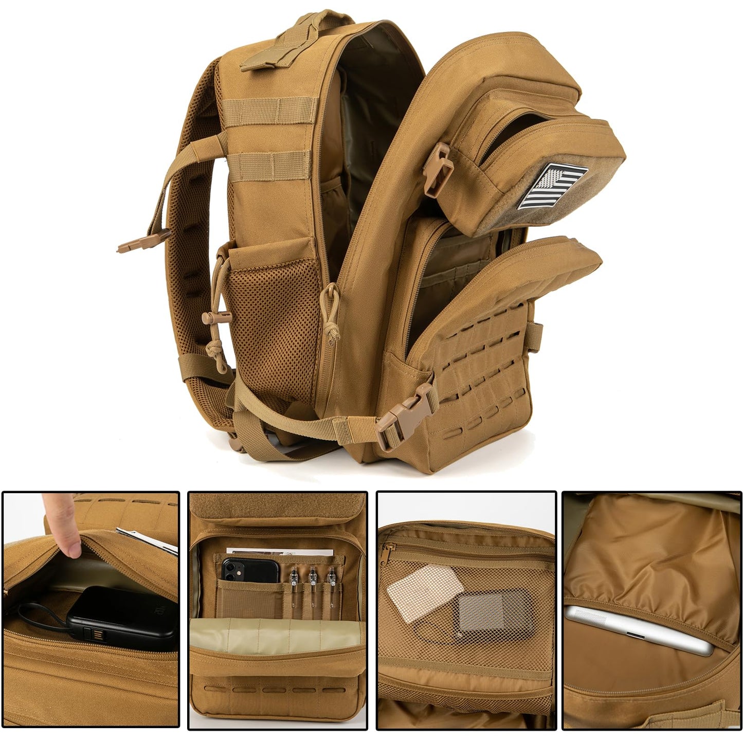 QT&QY 25L/35L/45L Military Tactical Backpack For Men Molle Daypack 3 Day Bug Out Bag Hiking Rucksack With Bottle Holder